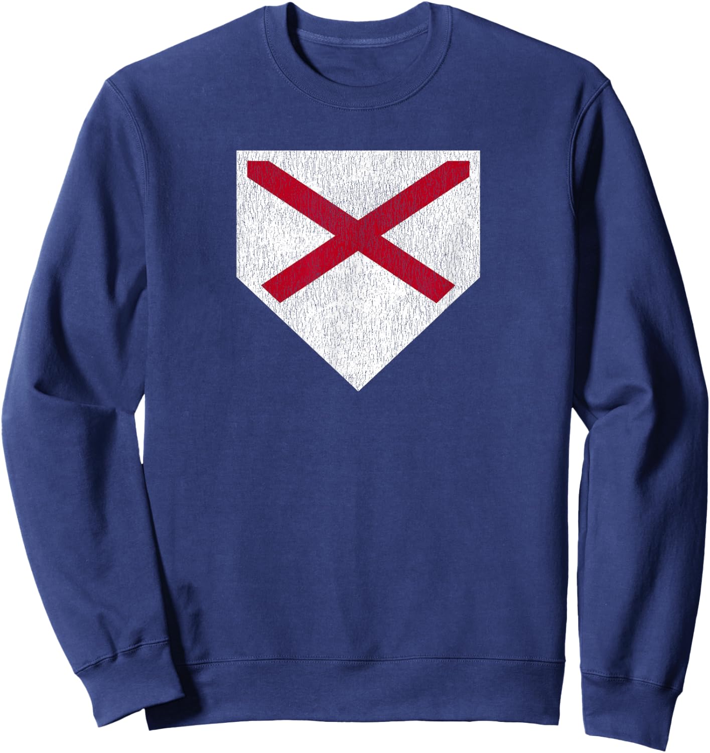 Vintage Baseball Home Plate With Alabama State Flag Sweatshirt - Sweatshirt | Navy