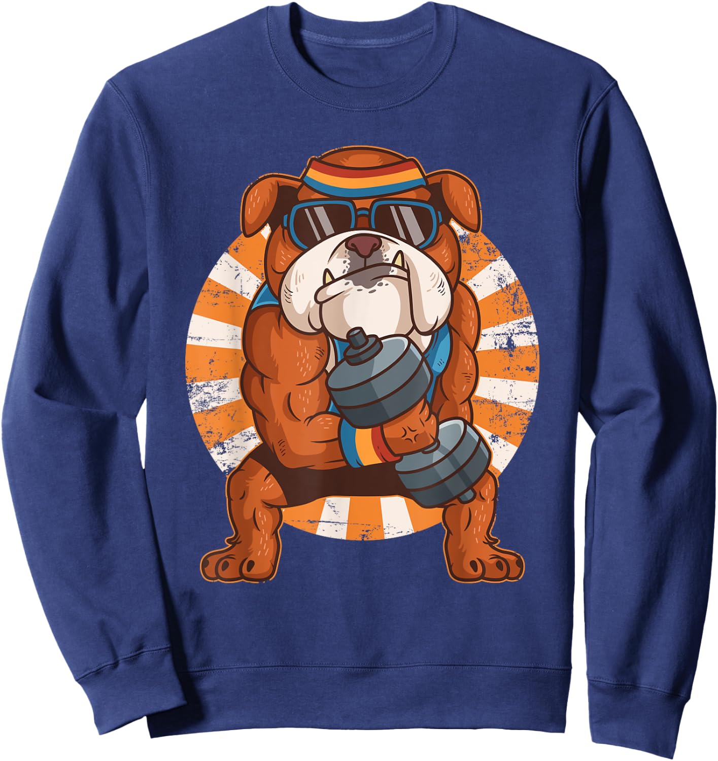 Bulldog Weight Lifting Workout Gym Training Dog Lovers Women Kids Sweatshirt - Sweatshirt | Navy