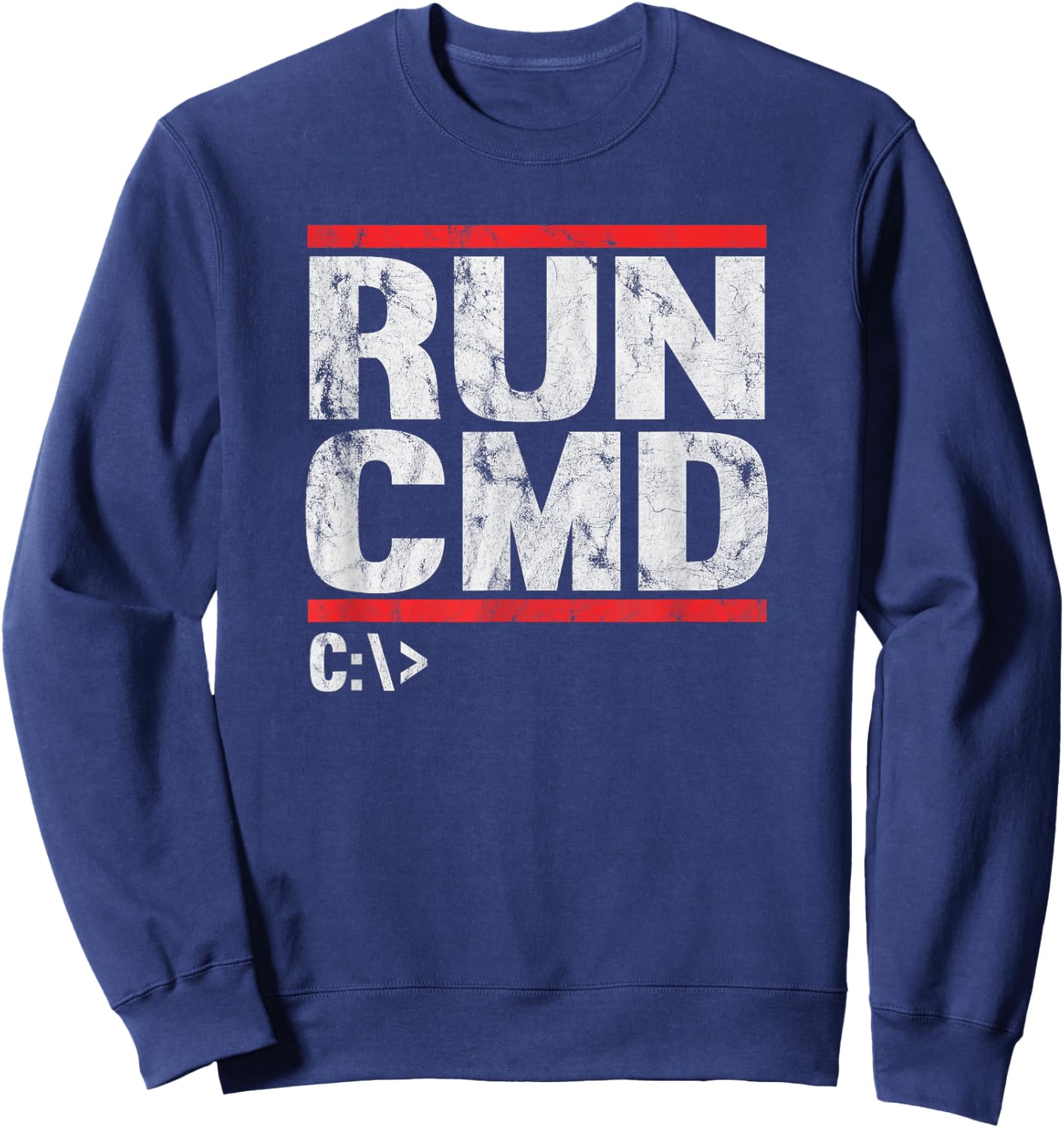 Run CMD Distressed Funny Sweatshirt - Sweatshirt | Navy