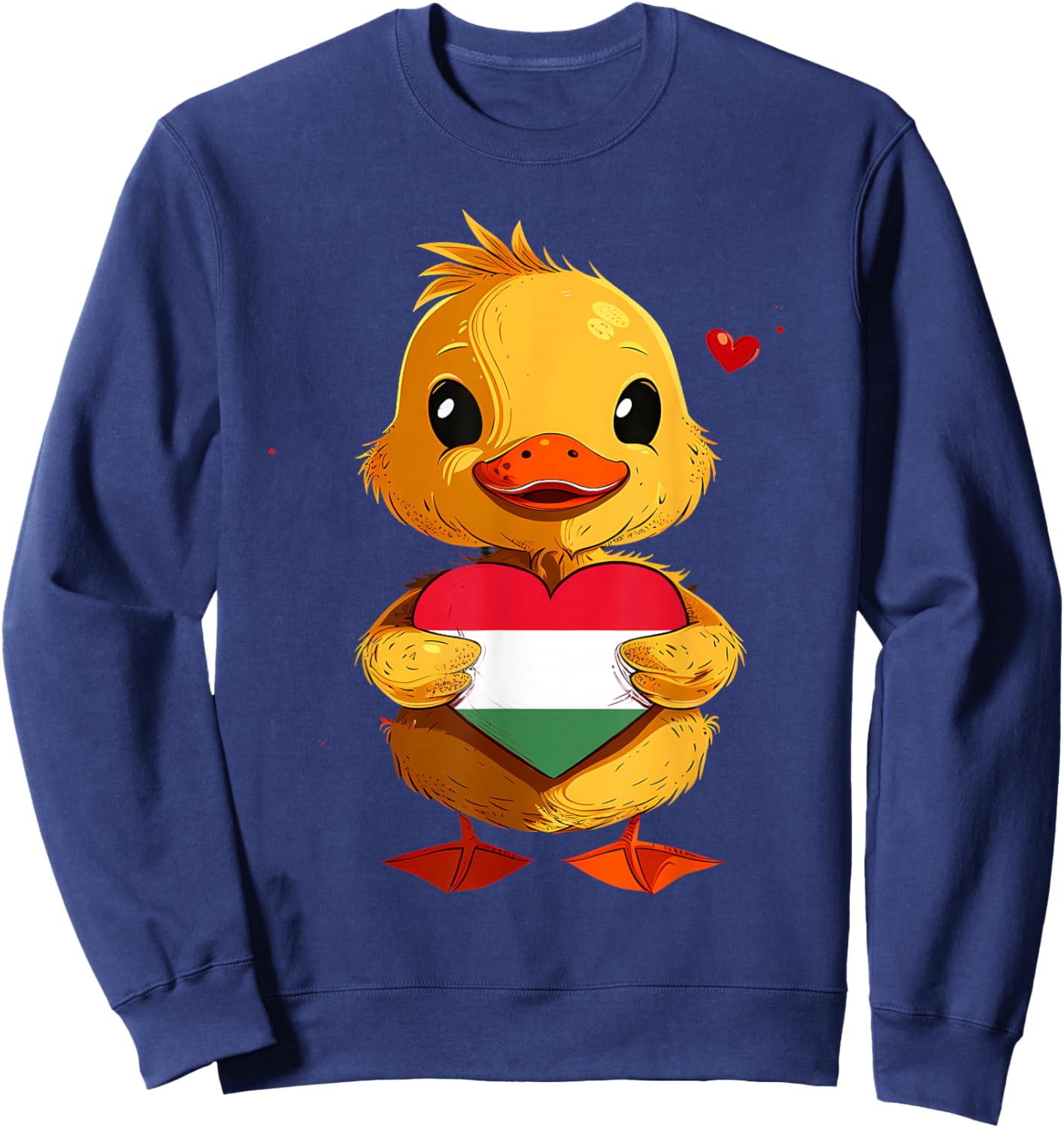 Hungarian Flag Cute Duck Heart Hungarian Pride Hungary Sweatshirt - Sweatshirt | Navy