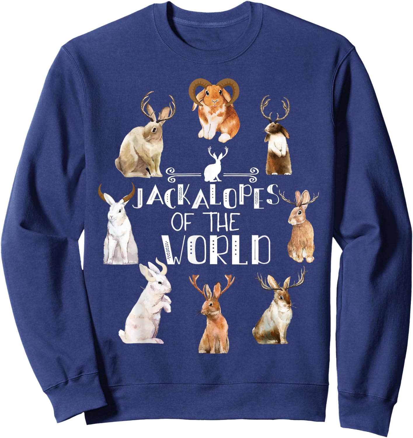 Jackalope T shirt Cryptozoology Camping Rabbit Bunny Gift Sweatshirt - Sweatshirt | Navy