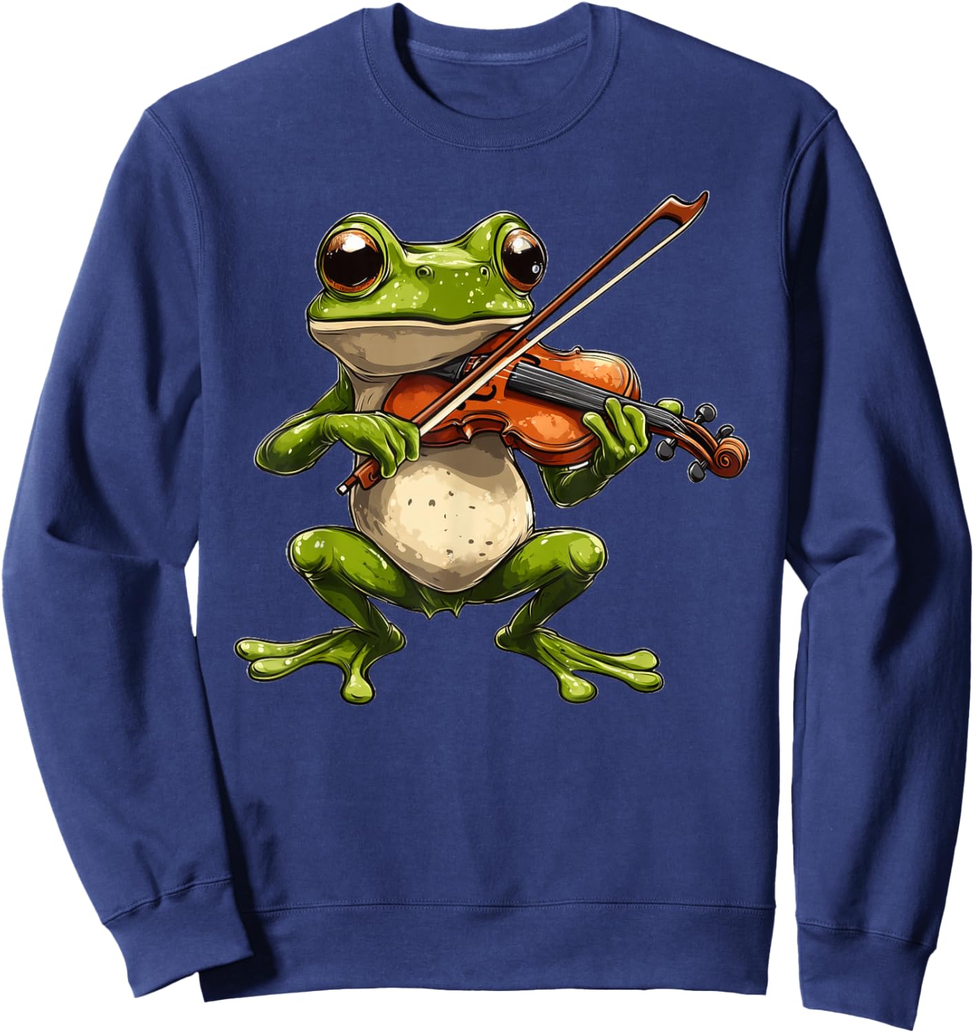 Frog Playing Violin Musician Music Sweatshirt - Sweatshirt | Navy