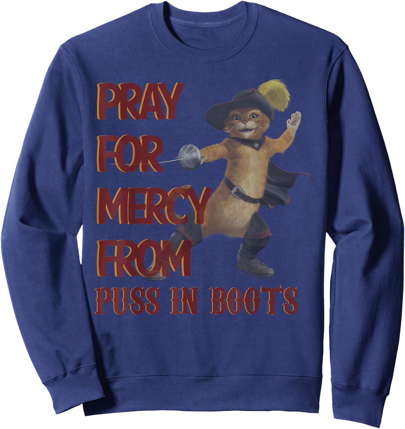 Shrek 2 Pray for Mercy from Puss in Boots Sweatshirt - Sweatshirt | Navy