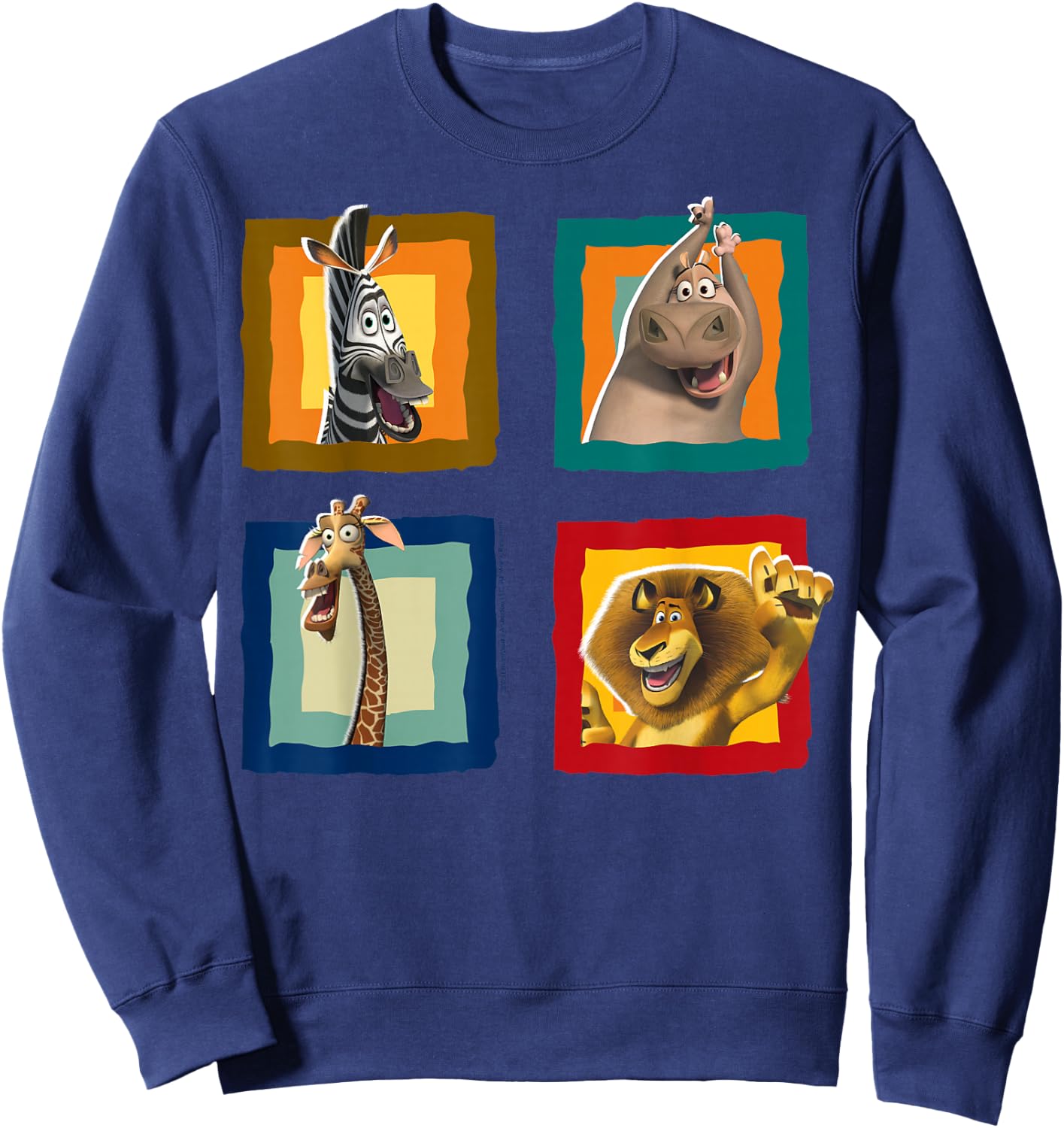 Madagascar Group Shot Quad Panel Poster Sweatshirt - Sweatshirt | Navy