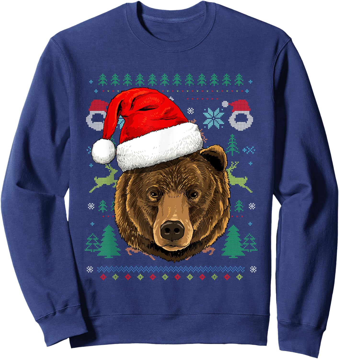 Bear Ugly Christmas Santa Hat Xmas Sweatshirt - Sweatshirt | Navy