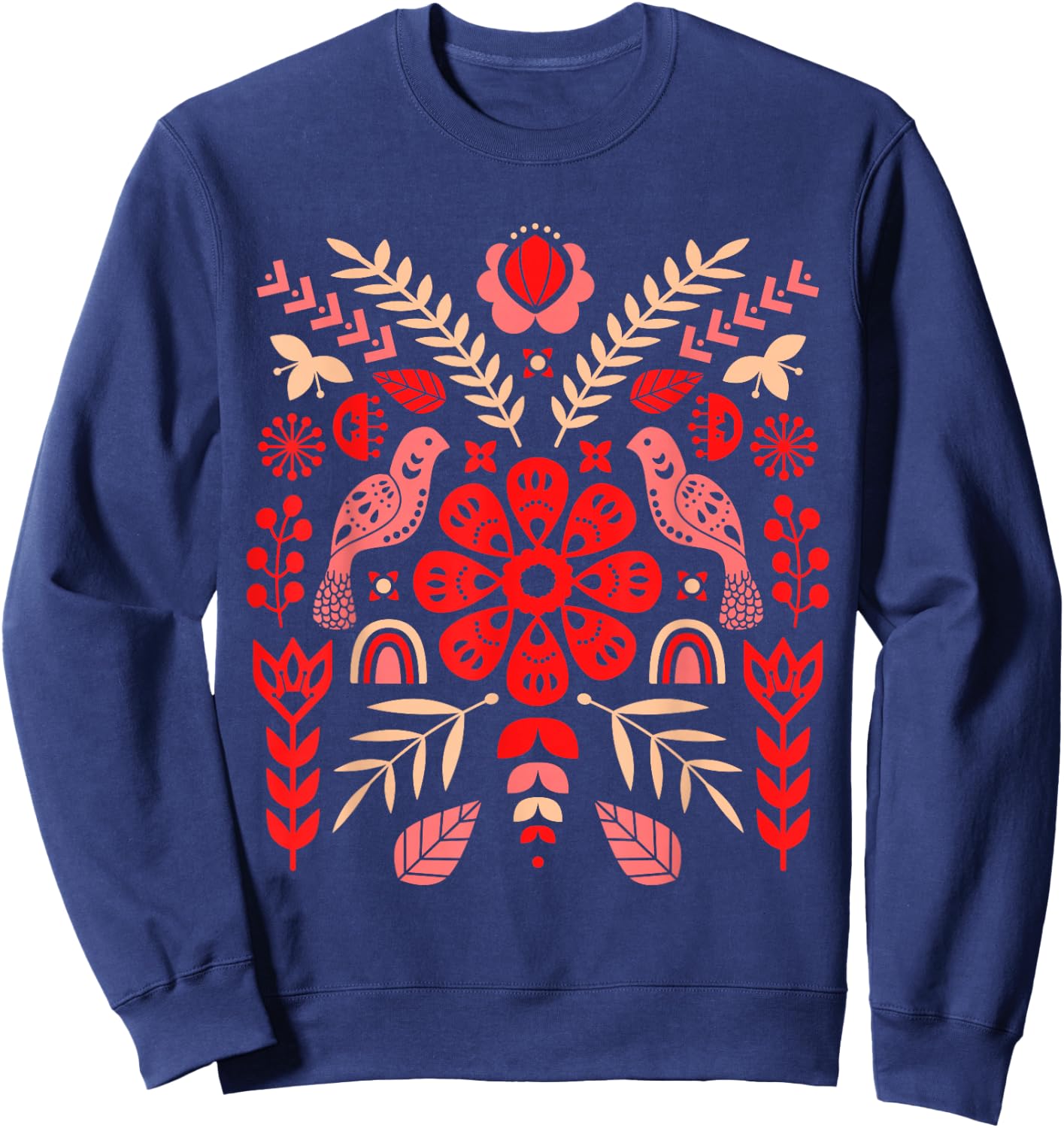 Ukrainian Birds | Vyshyvanka Style Sweatshirt - Sweatshirt | Navy