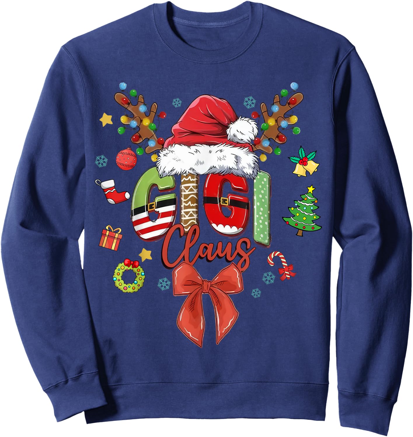 Gigi Claus Coquette Christmas Matching Family Xmas Santa Hat Sweatshirt - Sweatshirt | Navy