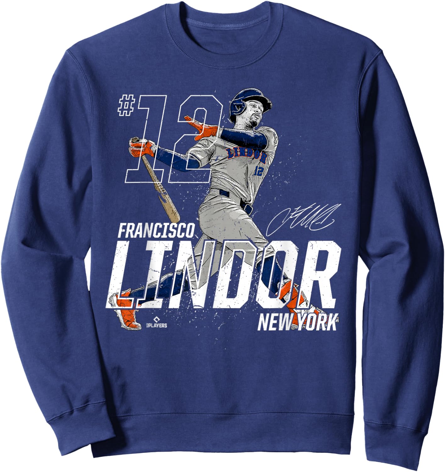 Dynamic Pose Francisco Lindor New York Baseball MLBPA Sweatshirt - Sweatshirt | Navy