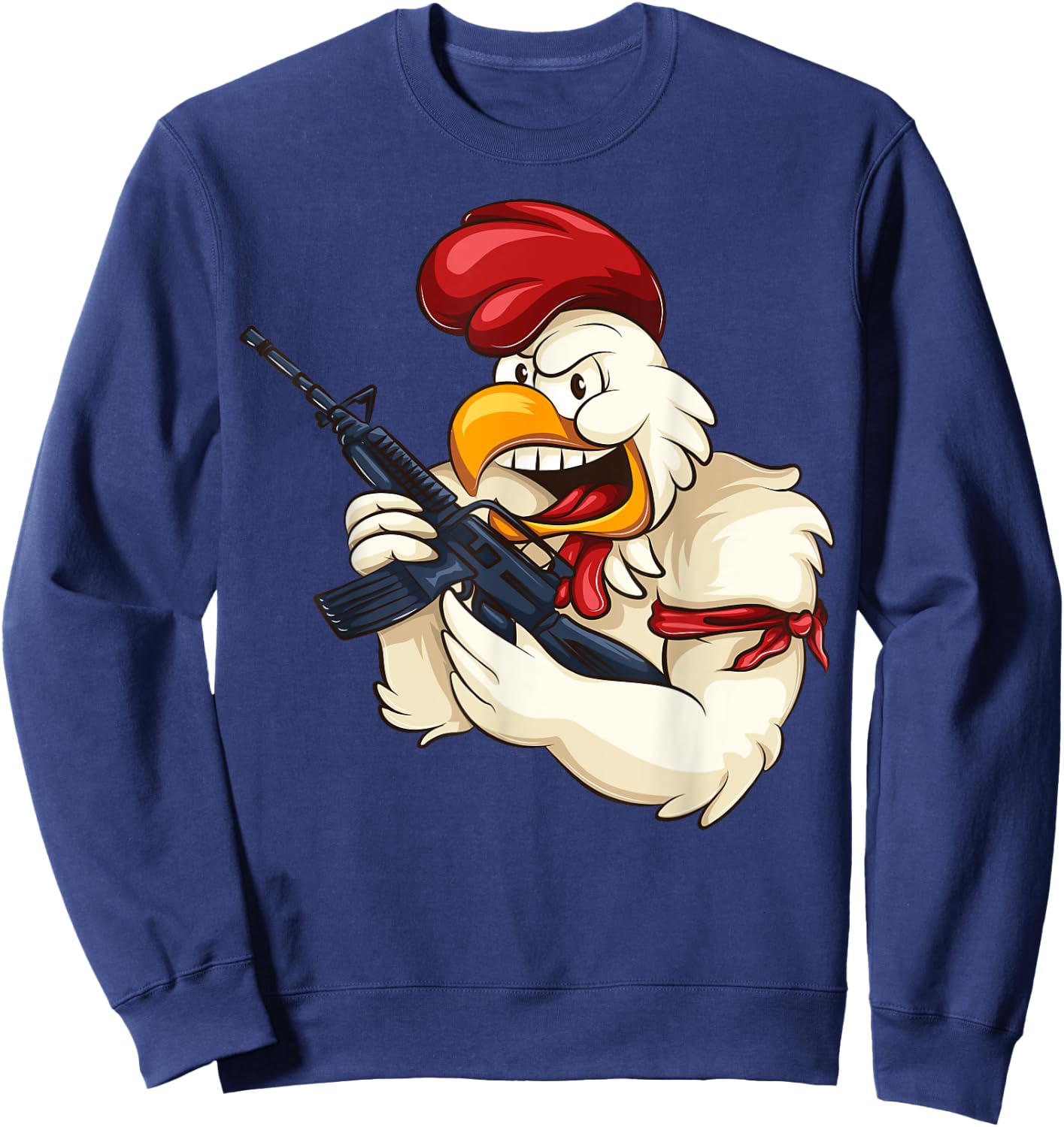 Angry Chicken Cartoon Weapon | Rooster Funny Gun Farmer Gift Sweatshirt - Sweatshirt | Navy