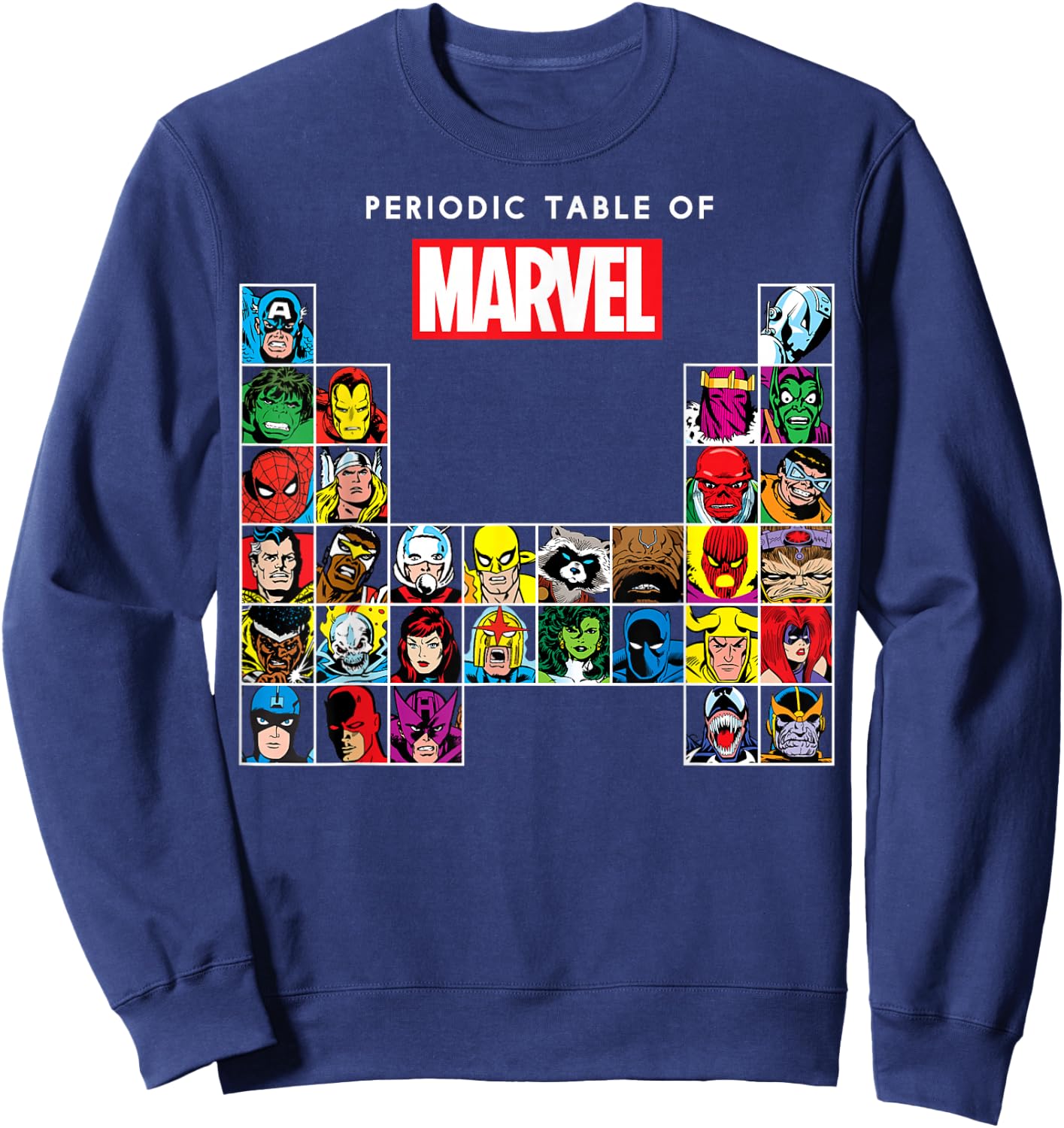 Marvel Periodic Table of Heroes & Villains Retro Sweatshirt - Sweatshirt | Navy
