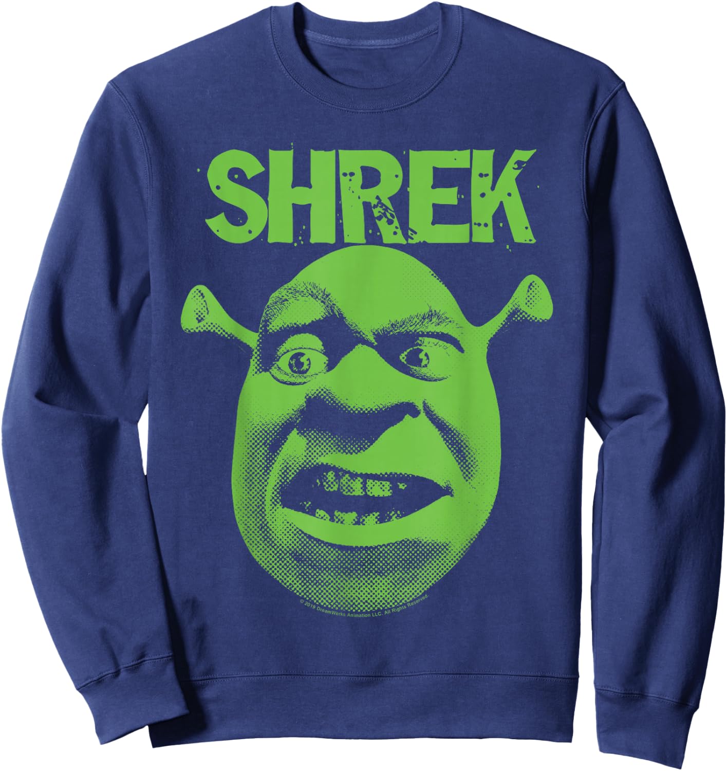 Shrek Grumpy Green Comic Art Face Sweatshirt - Sweatshirt | Navy