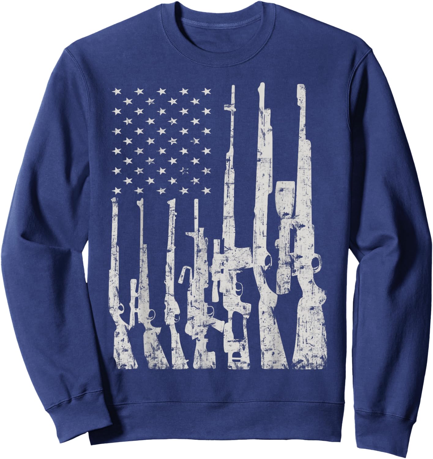 Big American Flag With Machine Guns Gun Flag Shirt Sweatshirt - Sweatshirt | Navy