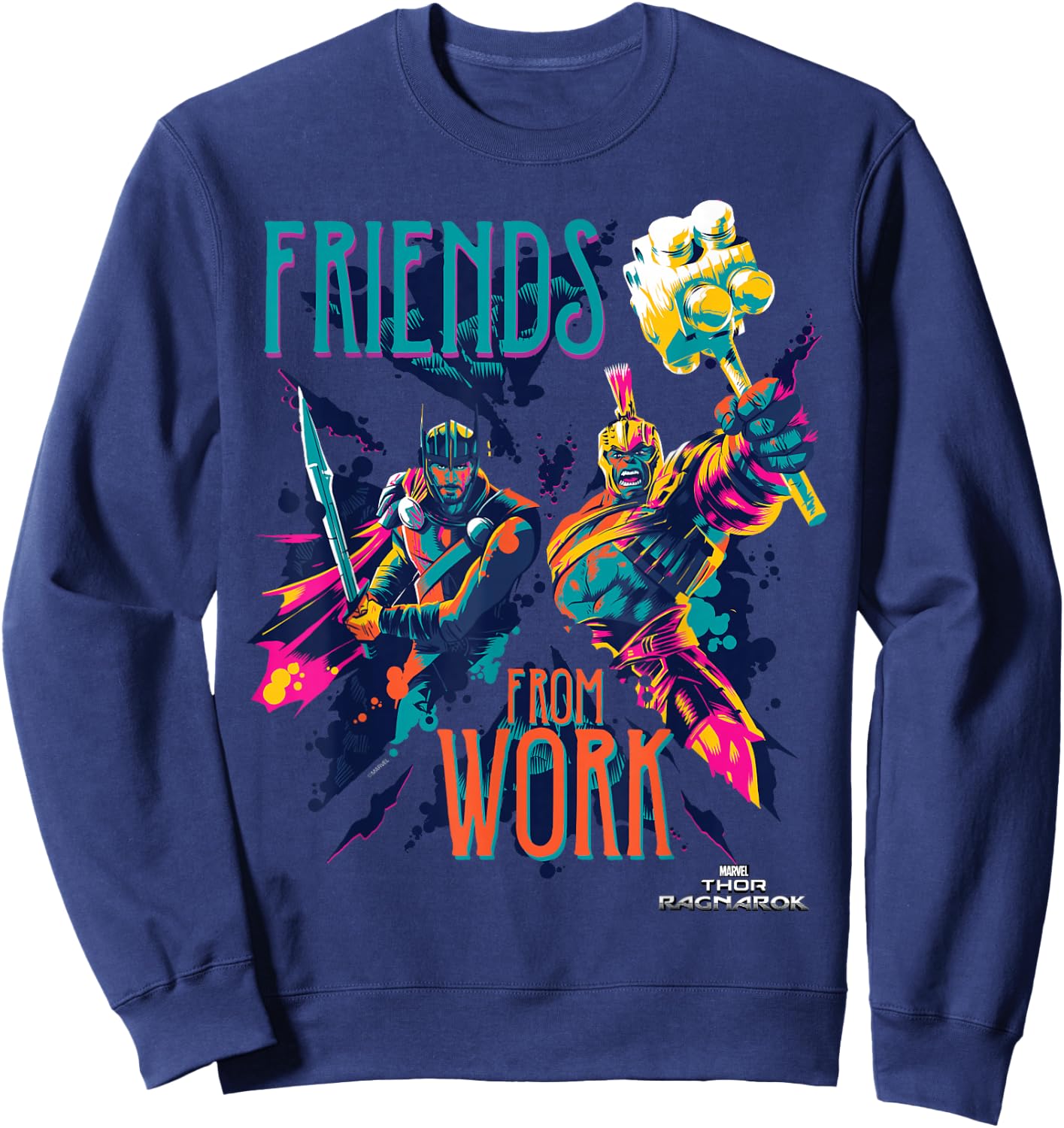 Marvel Thor Ragnarok Working Friends Neon Blast Sweatshirt - Sweatshirt | Navy