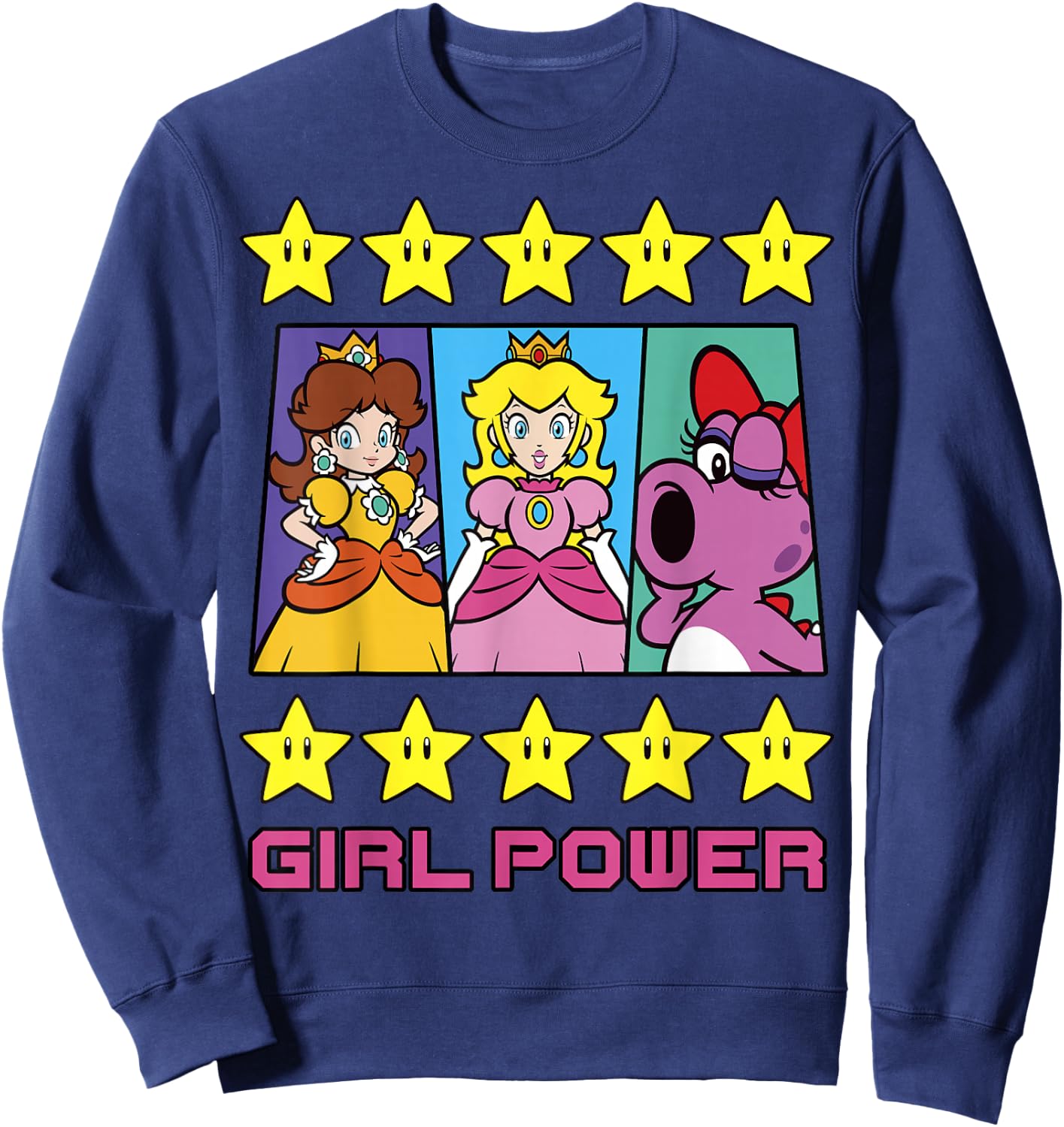 Super Mario Daisy Peach Birdo Girl Power Poster Sweatshirt - Sweatshirt | Navy