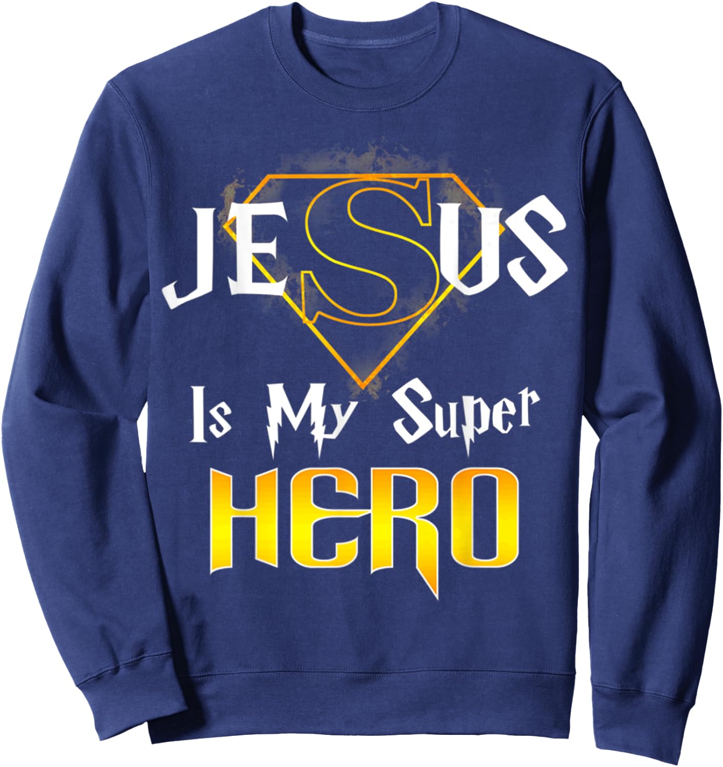 Retro Vintage Jesus Is My Superhero Christian Religious Sweatshirt - Sweatshirt | Navy