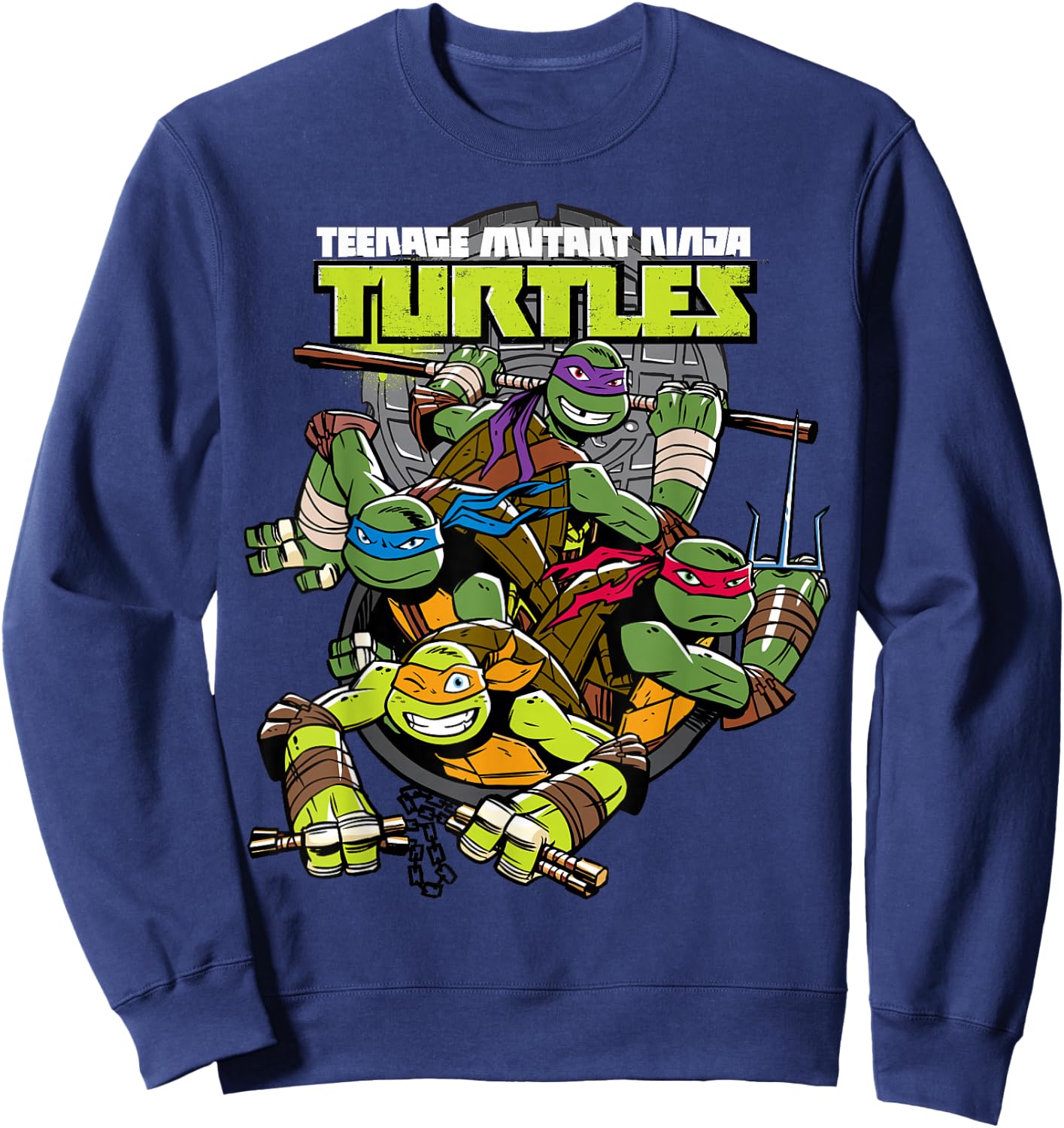 Teenage Mutant Ninja Turtles Climbing Out Of Sewer Sweatshirt - Sweatshirt | Navy