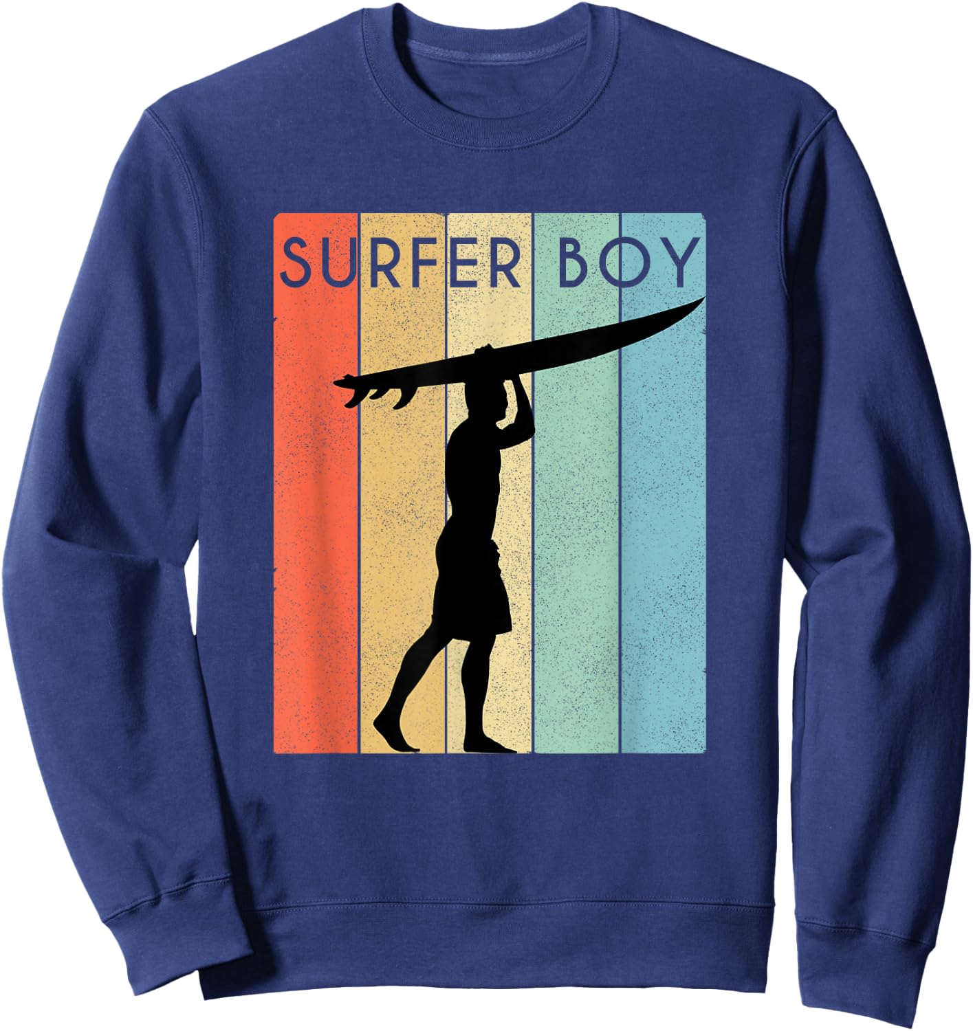 Surfer Boy Surf Illustration/Surf Boy Throwback Sweatshirt - Sweatshirt | Navy