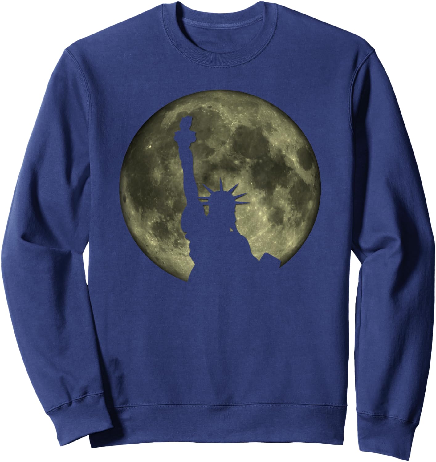 Statue of Liberty Silhouette Moon National Pride USA Sweatshirt - Sweatshirt | Navy