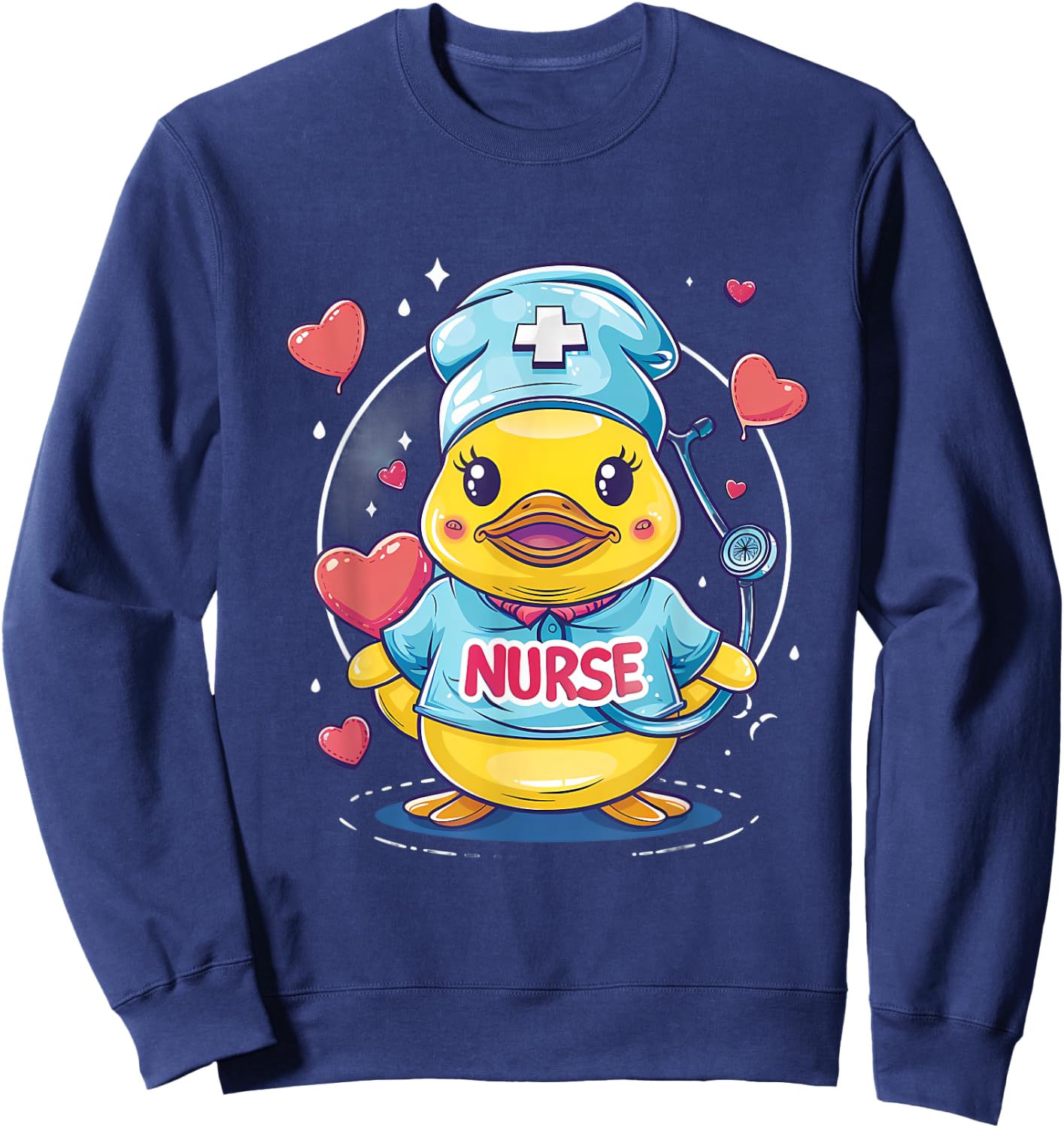 Nurse Rubber Duck Heart Rubber Duckie Nurse Appreciation Sweatshirt - Sweatshirt | Navy