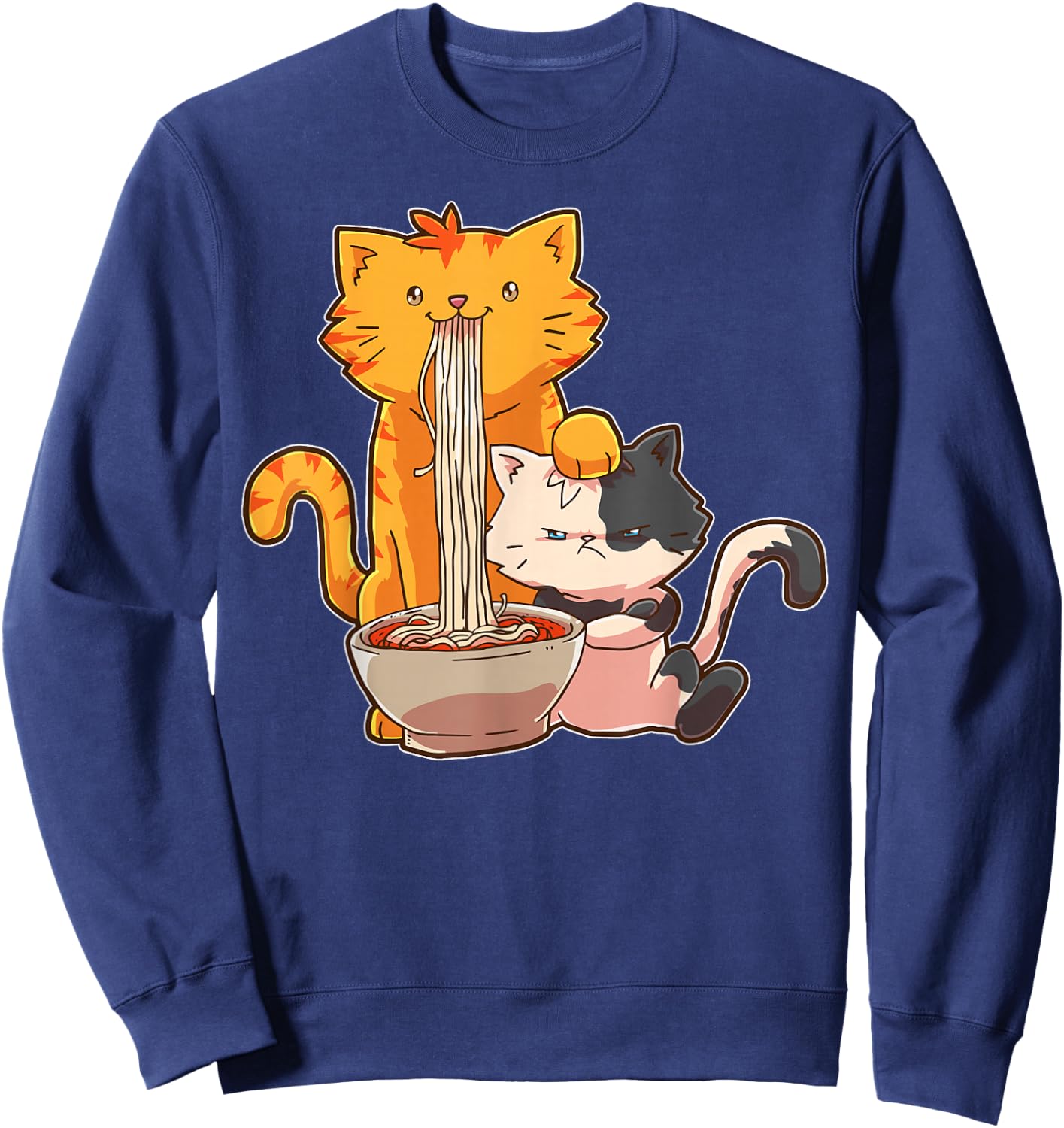Ramen Kawaii Anime Cat Ramen Japanese Food Sweatshirt - Sweatshirt | Navy