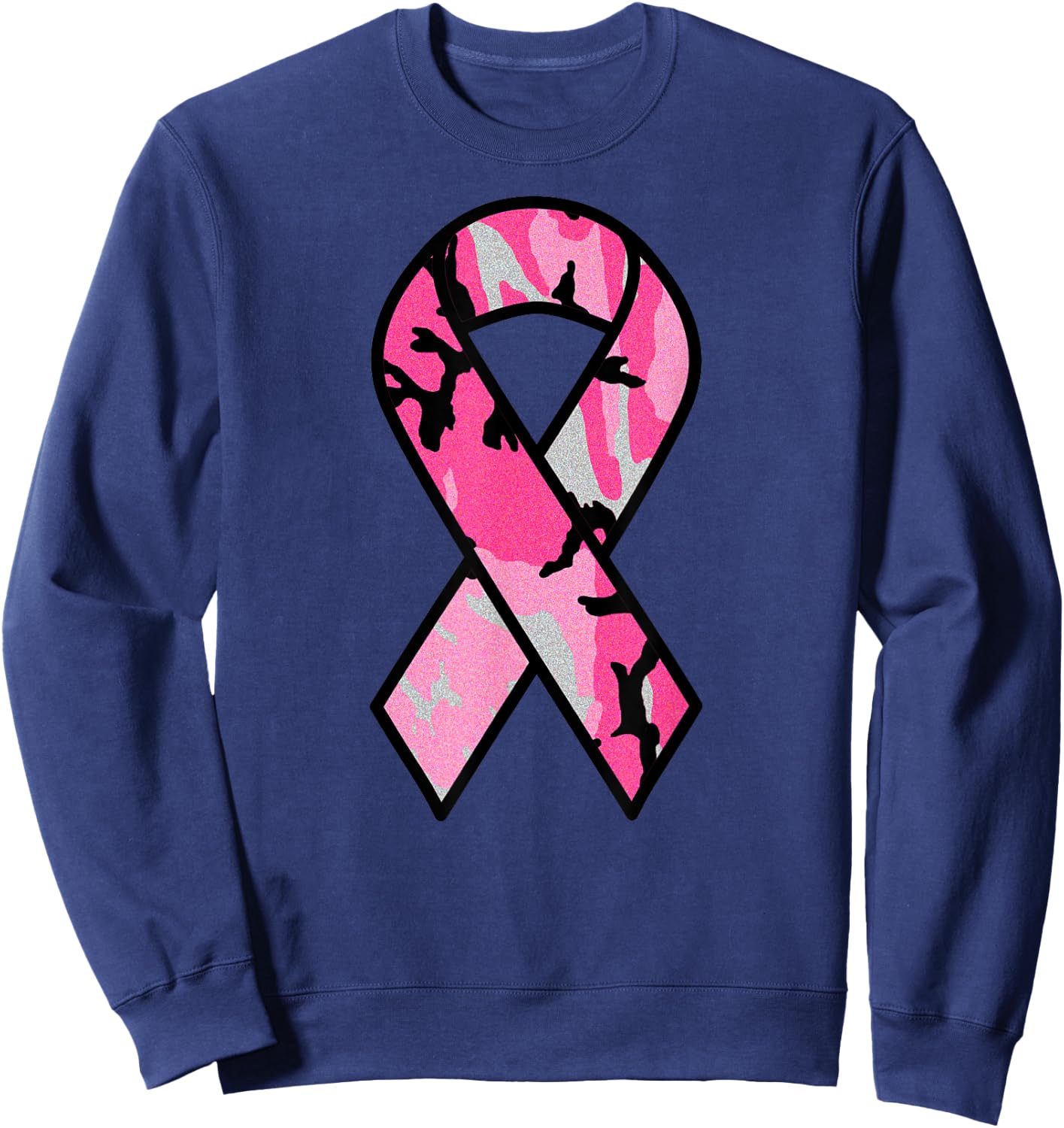 Breast Cancer Awareness Ribbon Pink Survivor Camo Sweatshirt - Sweatshirt | Navy