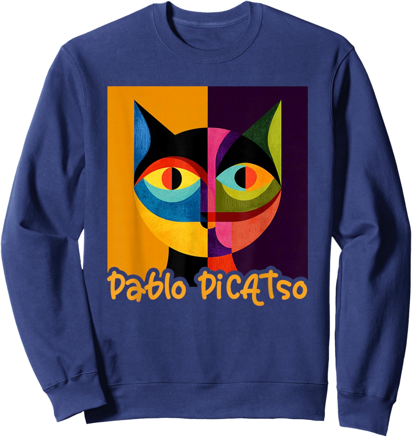 Funny Cat Design Picatso Sweatshirt - Sweatshirt | Navy