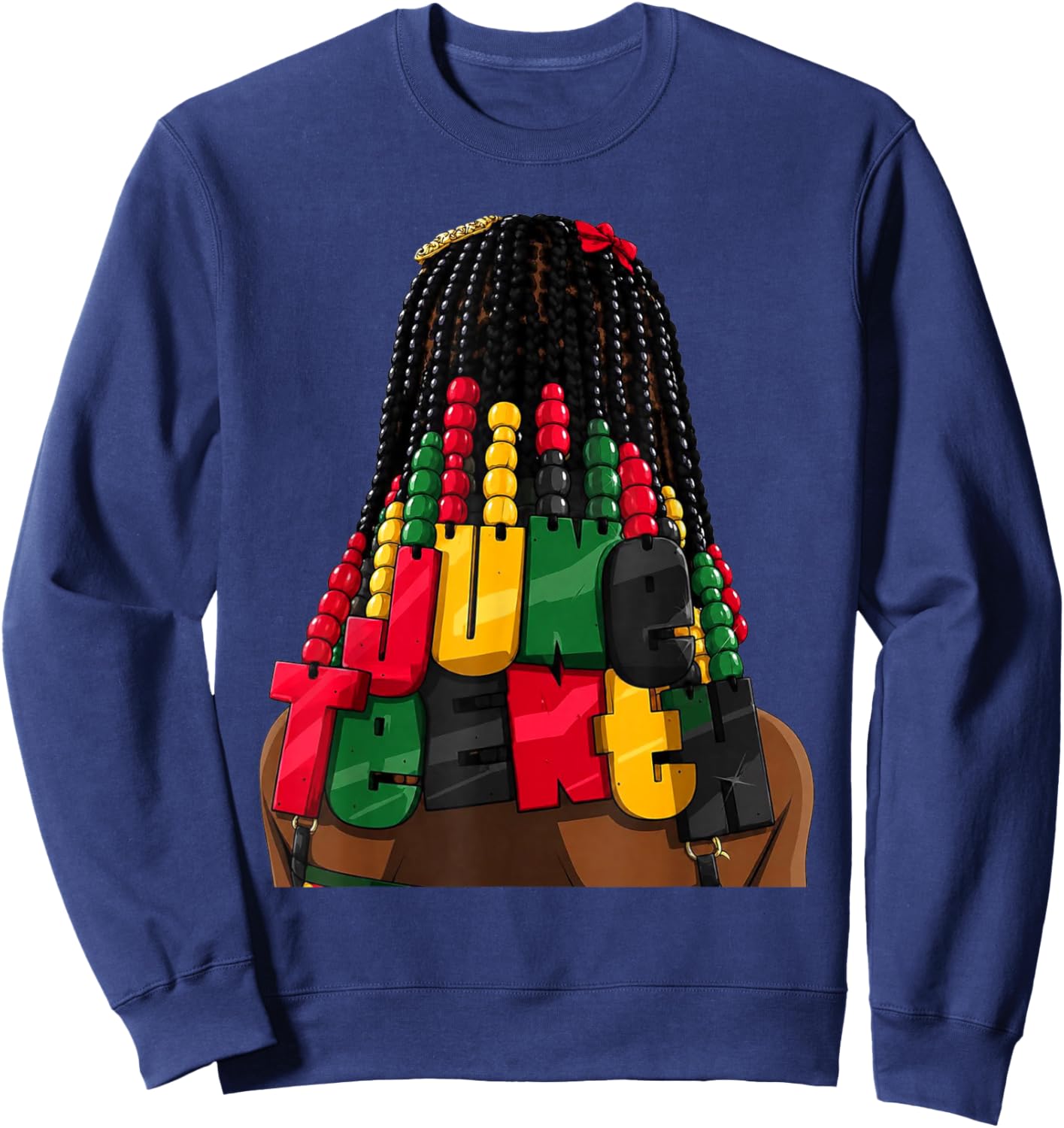 Juneteenth Braids Beads Hair Jewelry Freedom Day Graphic Sweatshirt - Sweatshirt | Navy