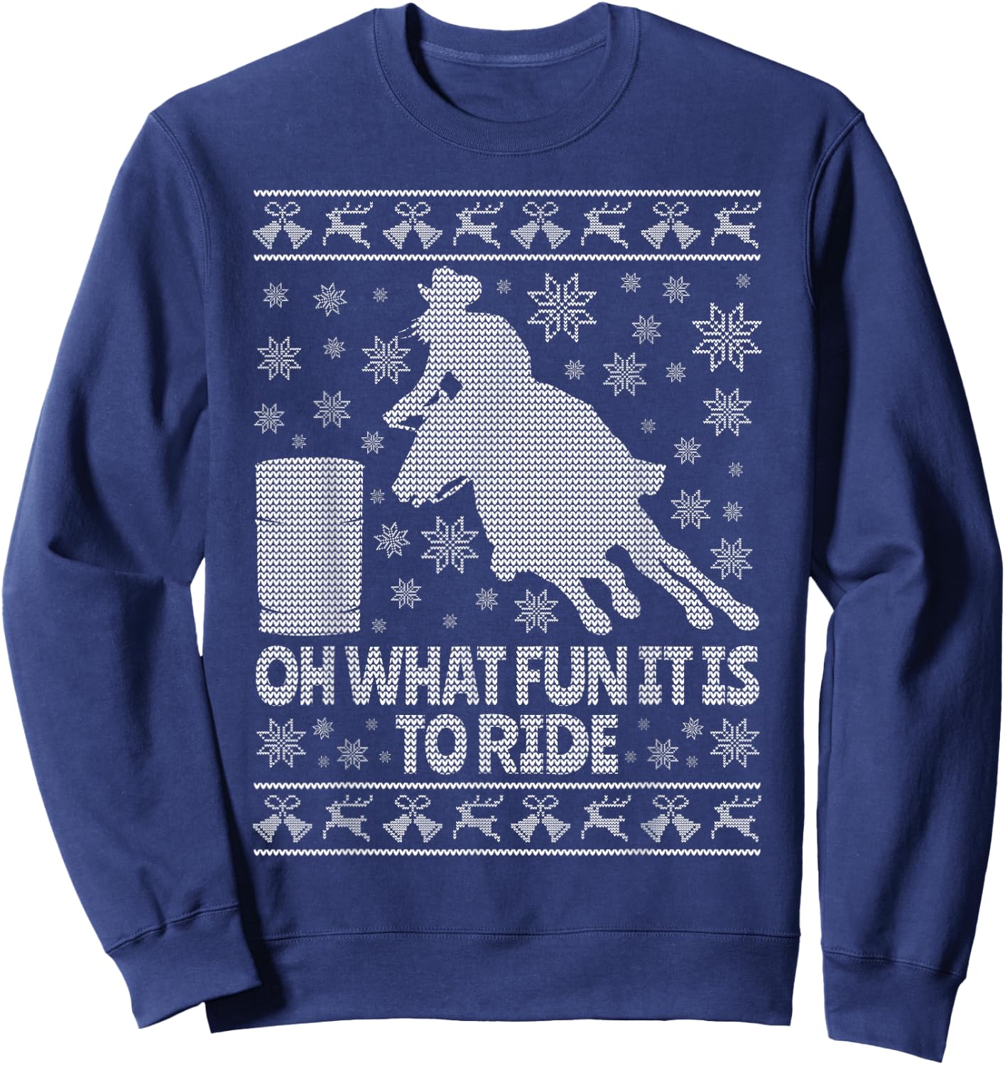 Barrel Racing Ugly Christmas Horse Race Rodeo Sweatshirt - Sweatshirt | Navy