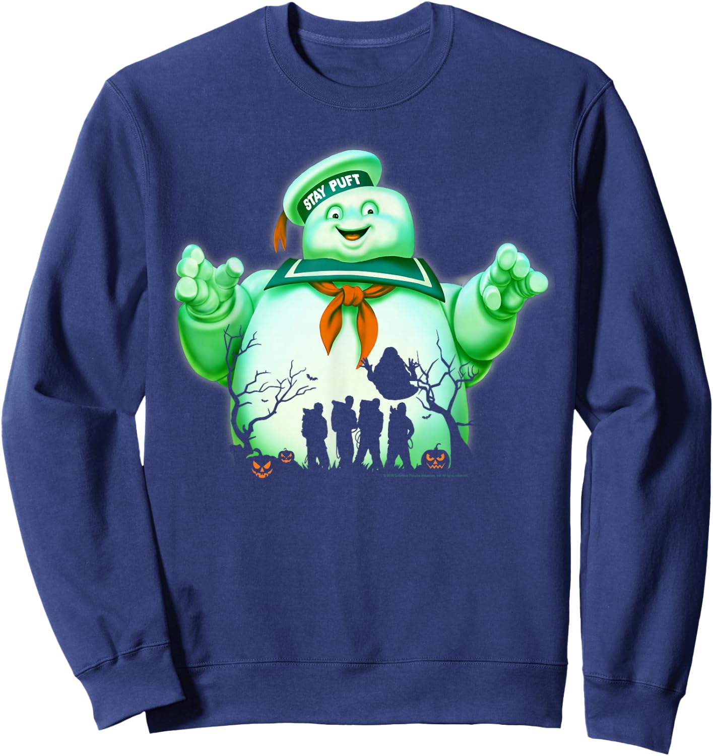 Ghostbusters Marshmallow Man Group Shot Silhouette Sweatshirt - Sweatshirt | Navy