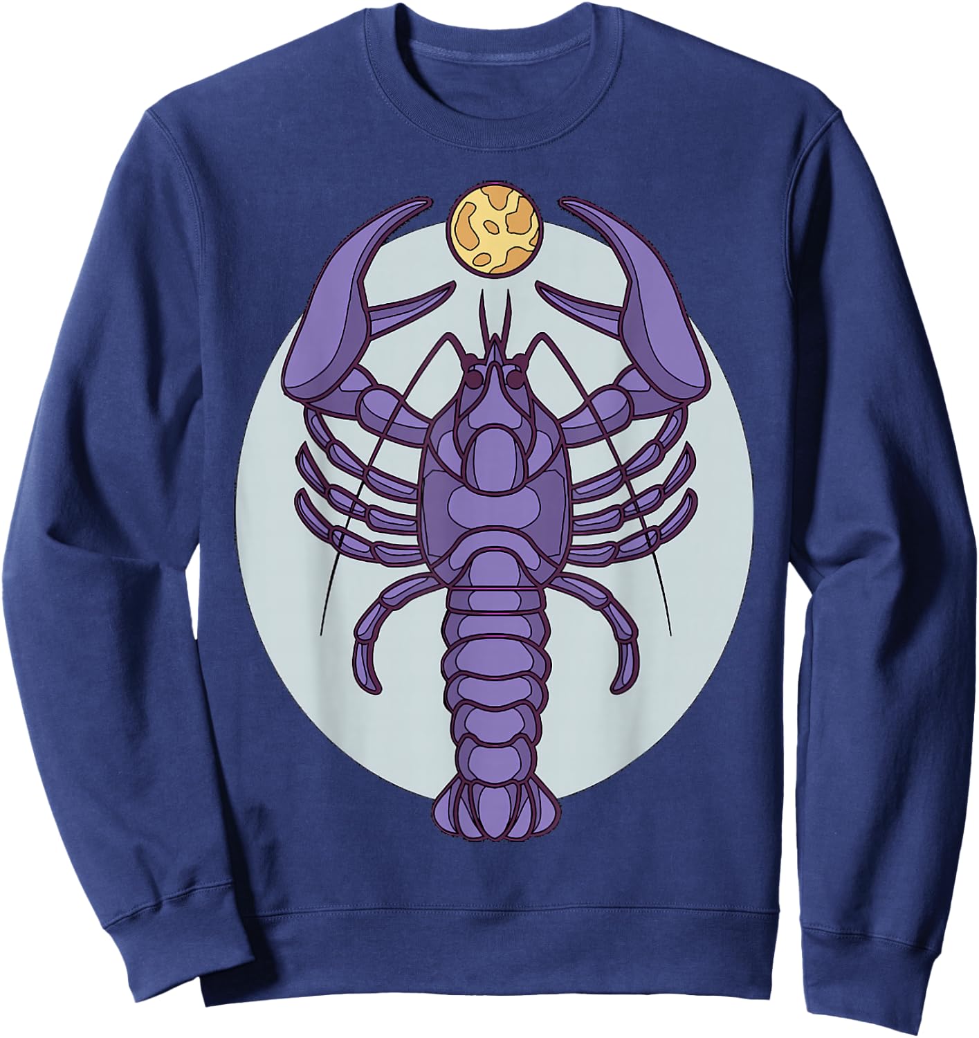 Purple Lobster Illustration For Adults Full Moon Sweatshirt - Sweatshirt | Navy