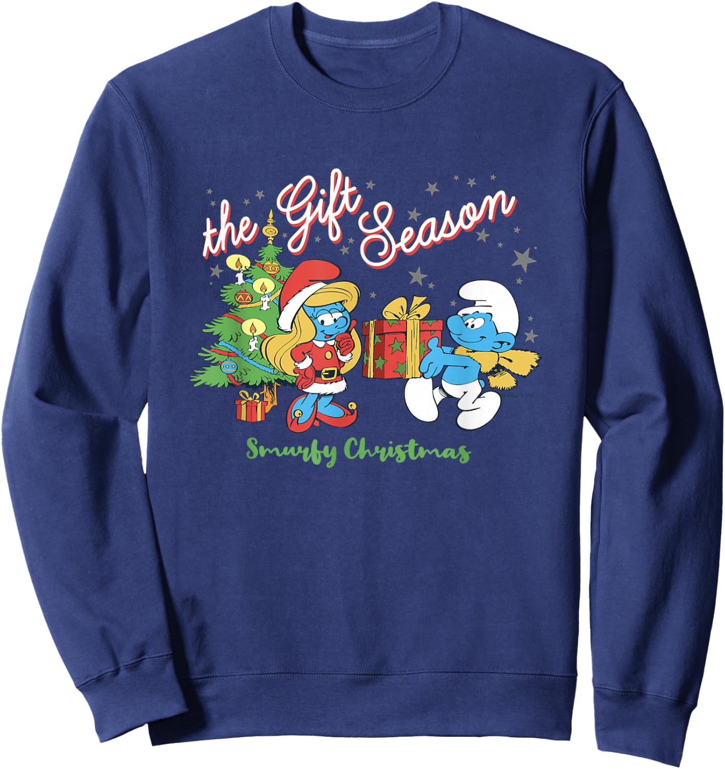 The Smurfs Christmas The Gift Season Smurfette & Jokey Sweatshirt - Sweatshirt | Navy