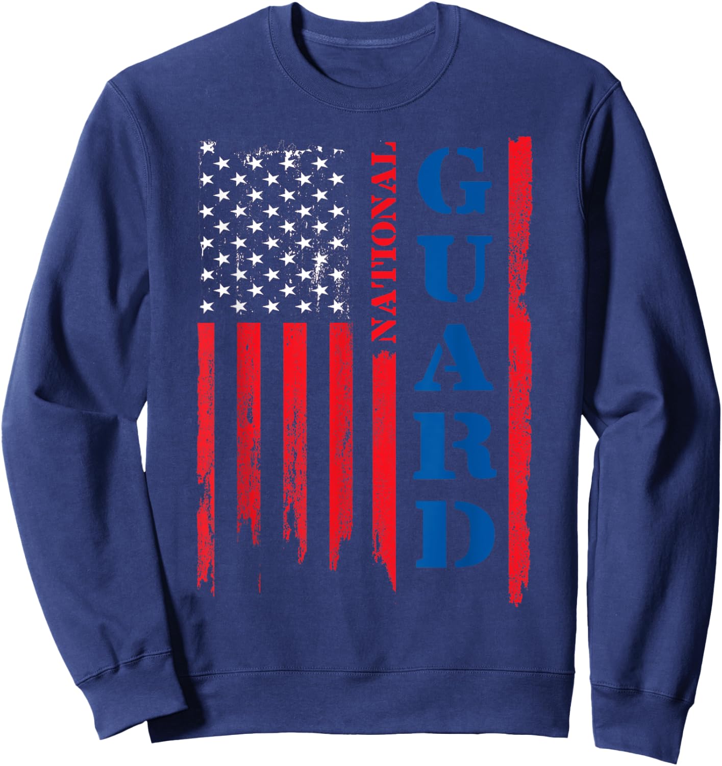 American Flag Grunge T Shirt | U.S National Guard Shirt Men Sweatshirt - Sweatshirt | Navy