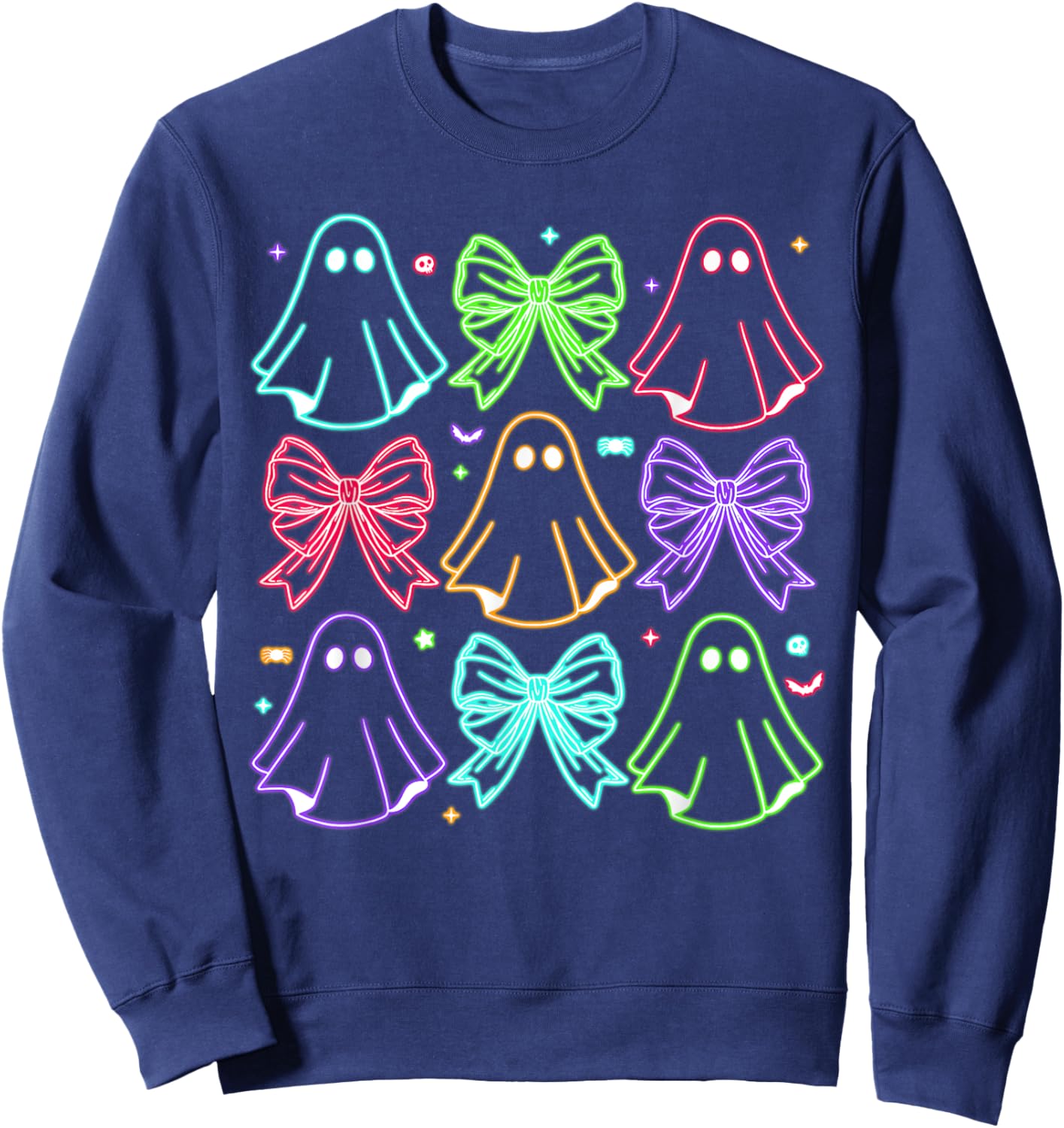Funny Cute Boo Ghost Spooky Season Glow In Halloween Night Sweatshirt - Sweatshirt | Navy