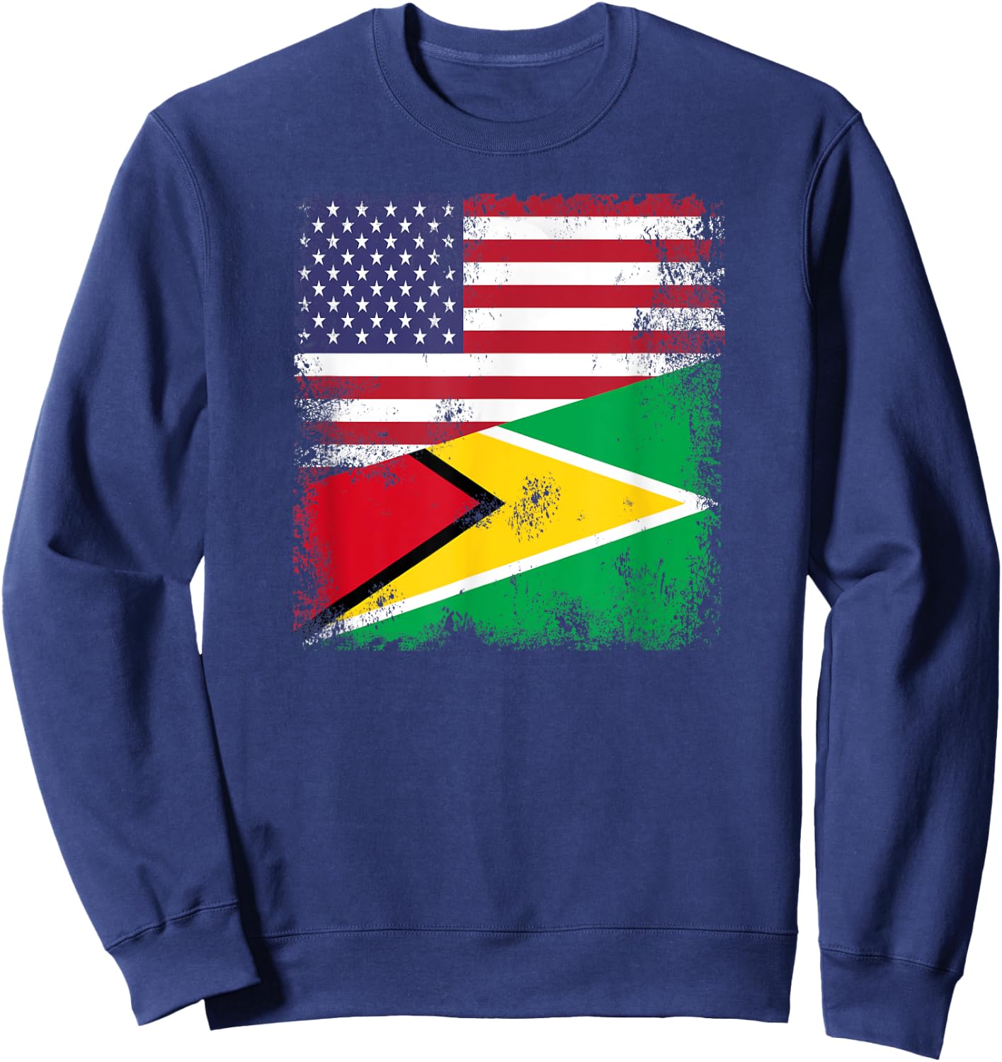 Half Guyanese Flag | Vintage Guyana USA Gift Sweatshirt - Sweatshirt | Navy