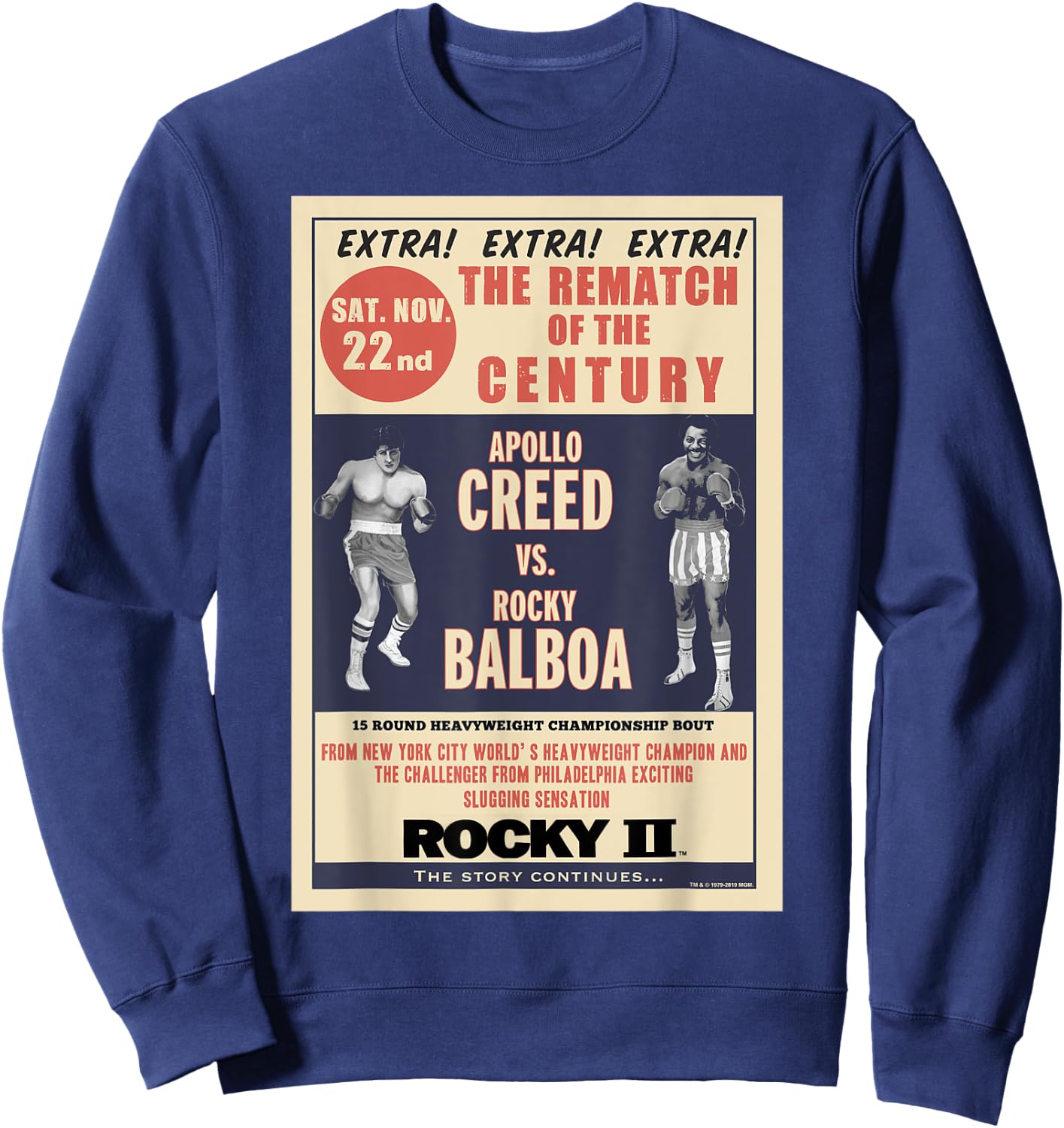Rocky Creed Vs Balboa Rematch Of The Century Poster Sweatshirt - Sweatshirt | Navy