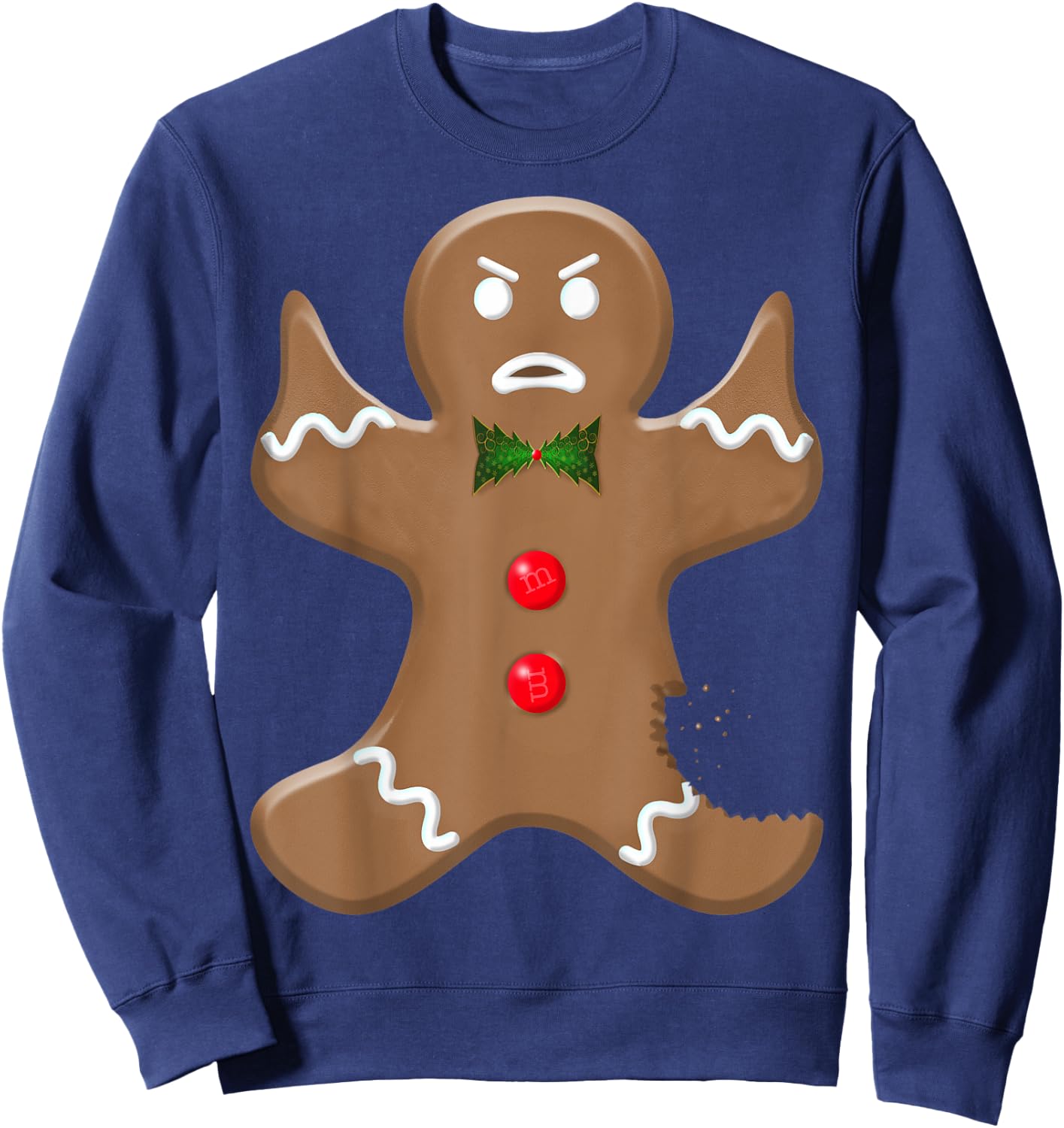 Angry Holiday Gingerman Cookie Giving the Finger Christmas Sweatshirt - Sweatshirt | Navy