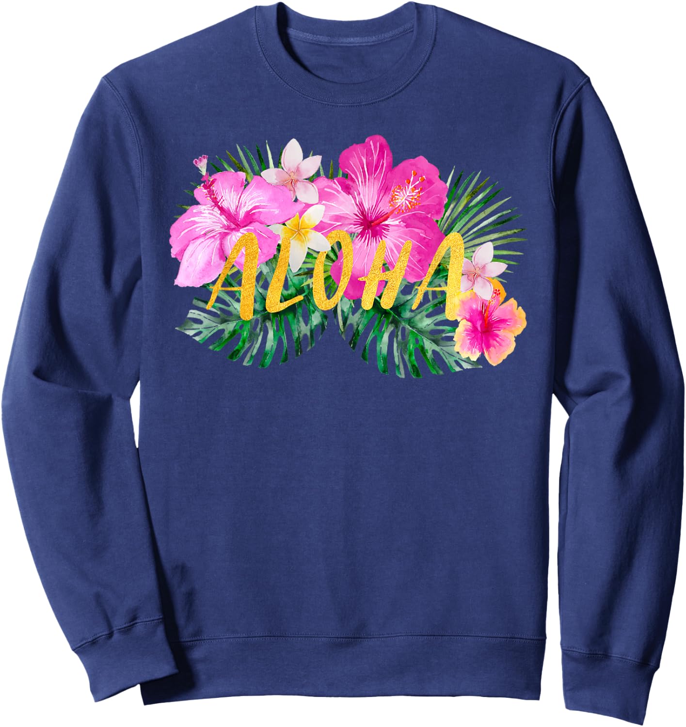 Aloha Hibiscus Flowers Sweatshirt - Sweatshirt | Navy