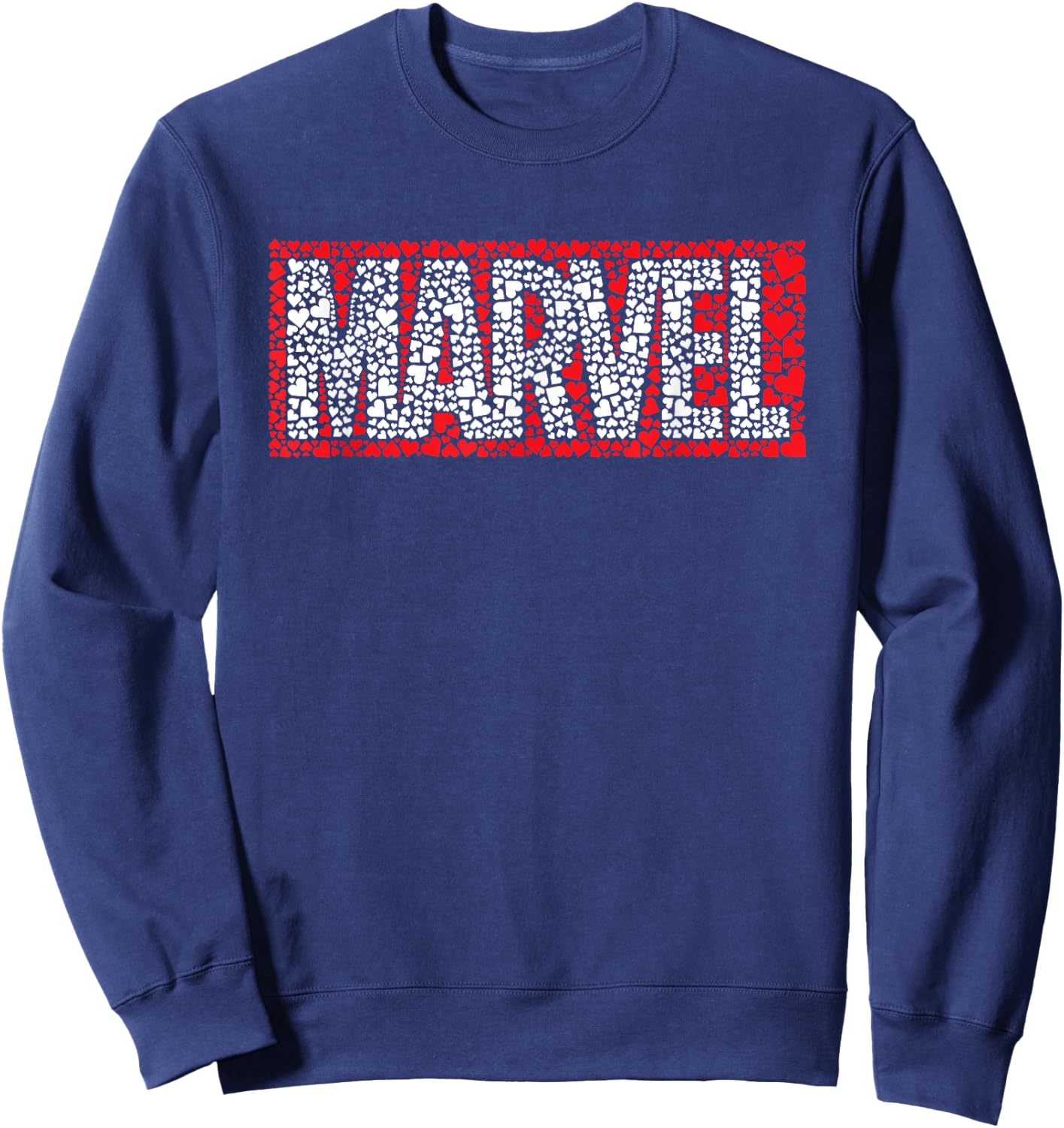 Marvel Logo Red Brick Hearts Valentine's Day Sweatshirt - Sweatshirt | Navy