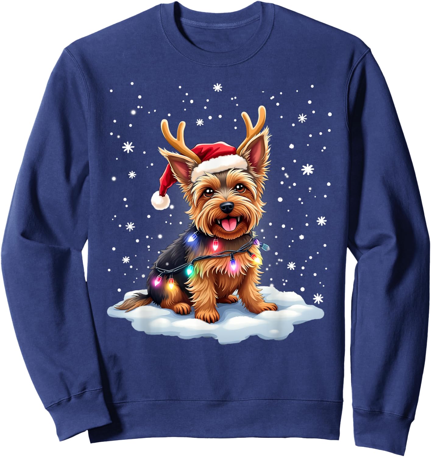 Yorkshire Terrier Christmas Yorkie Reindeer Dog Xmas Santa Sweatshirt - Sweatshirt | Navy