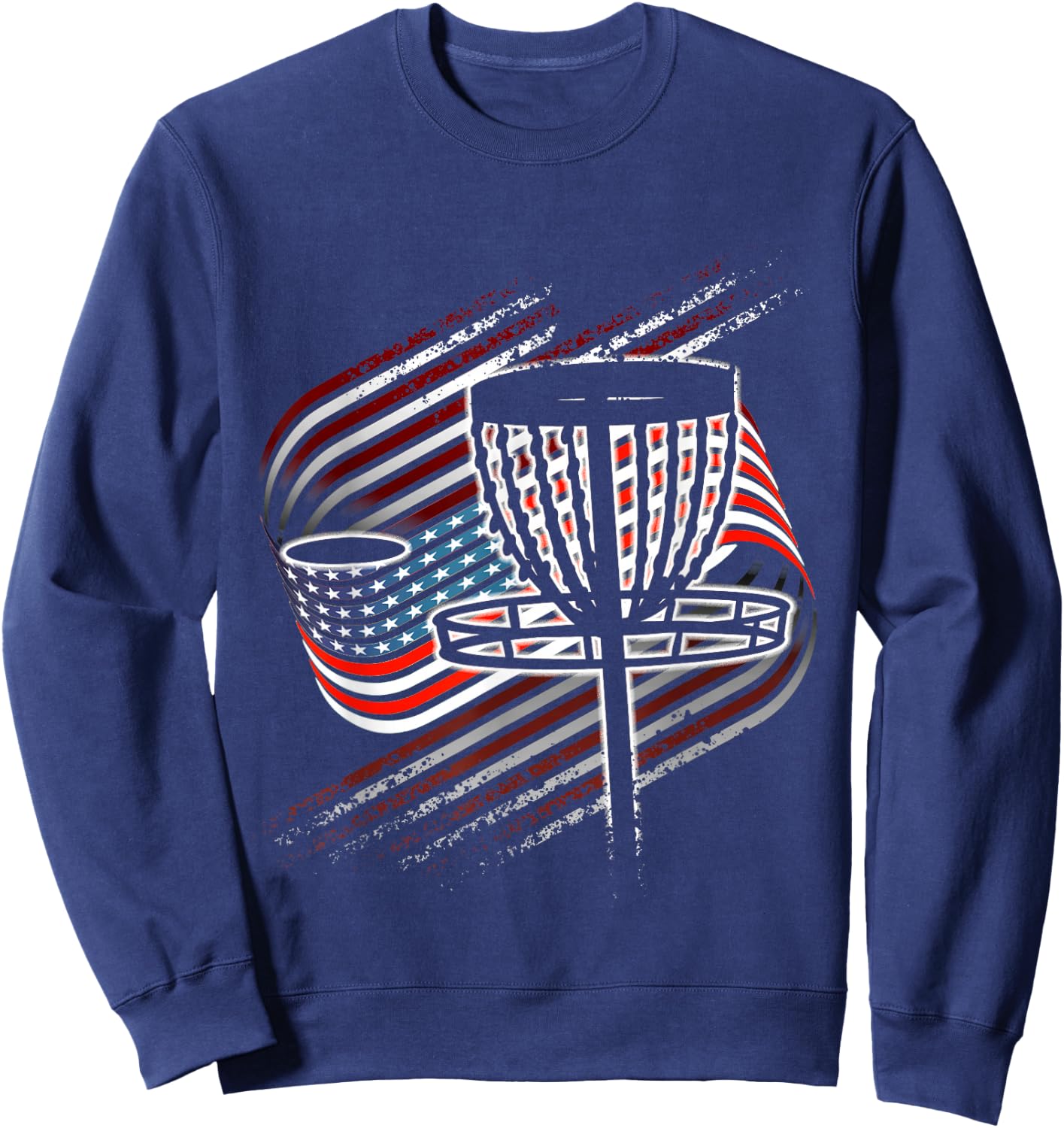 Disc Golf Vintage American Flag 4th Of July Sweatshirt - Sweatshirt | Navy