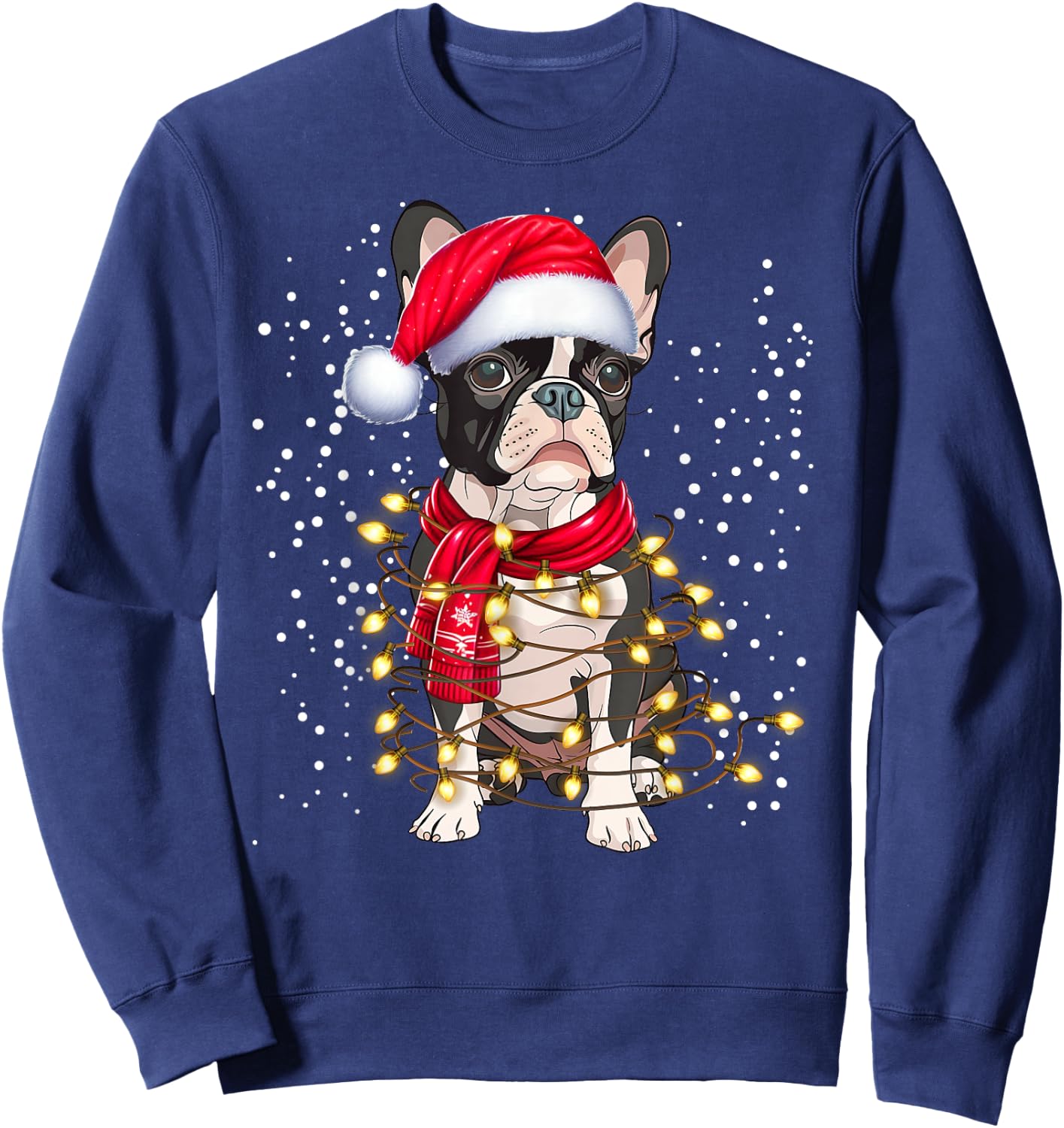 Boston Terrier dog Ugly Christmas Dog Xmas Women Kids Sweatshirt - Sweatshirt | Navy