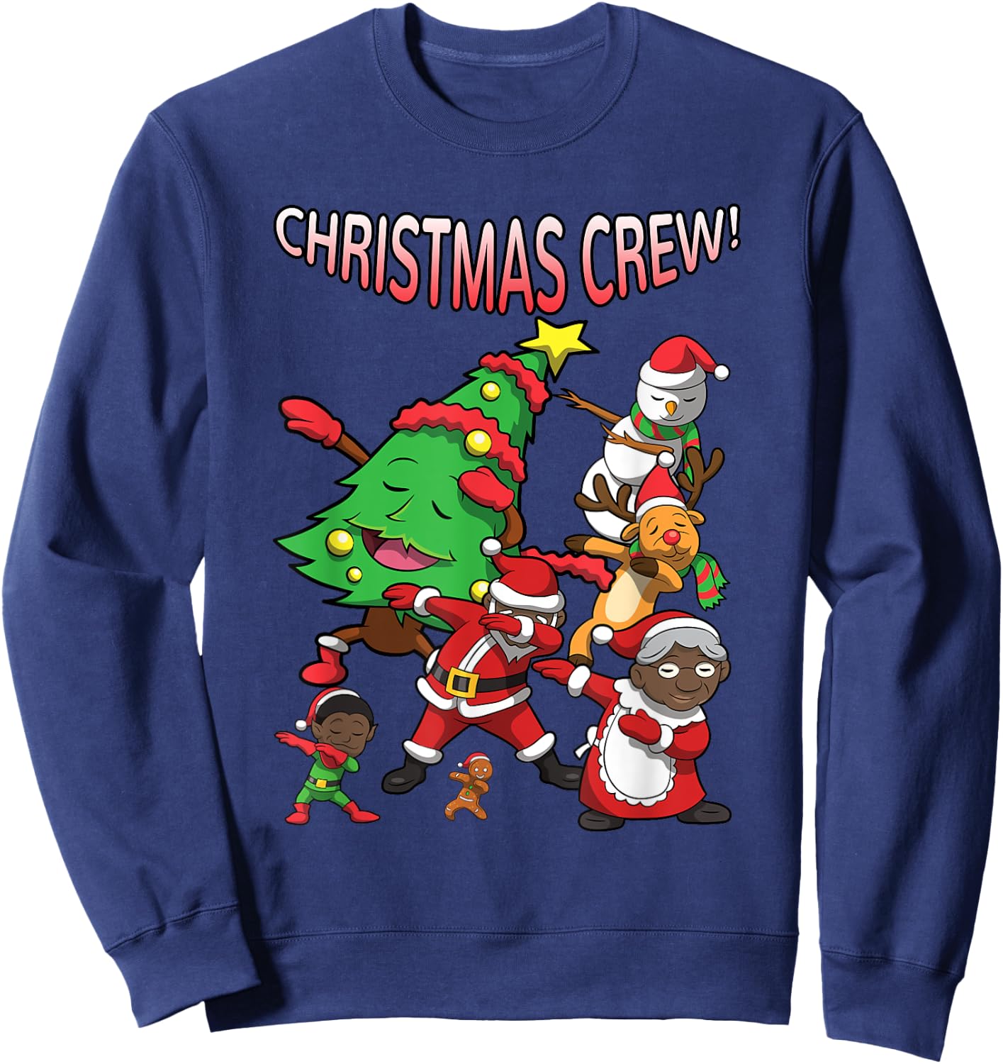 Black Cool Santa Claus African American Christmas Crew Dabs Sweatshirt - Sweatshirt | Navy