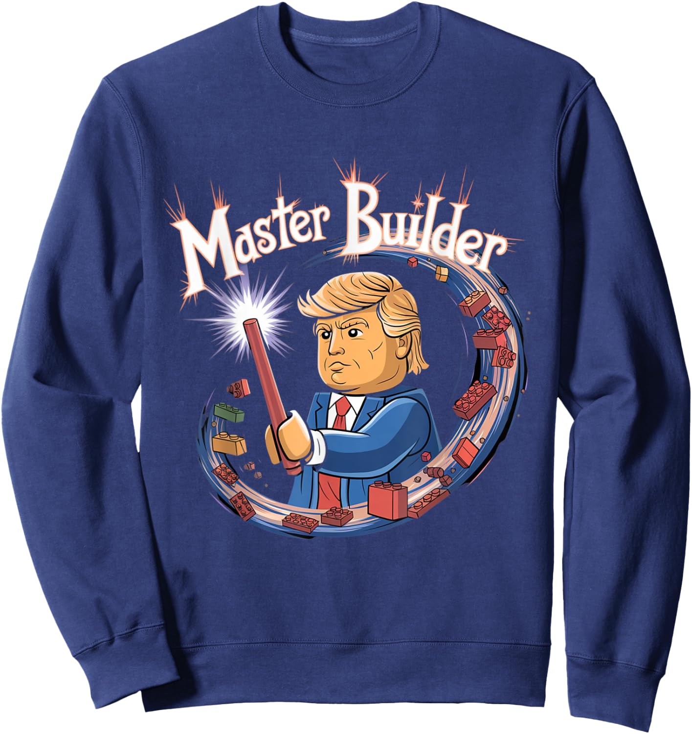 Funny Trump Master Builder Building Blocks Gift Sweatshirt - Sweatshirt | Navy