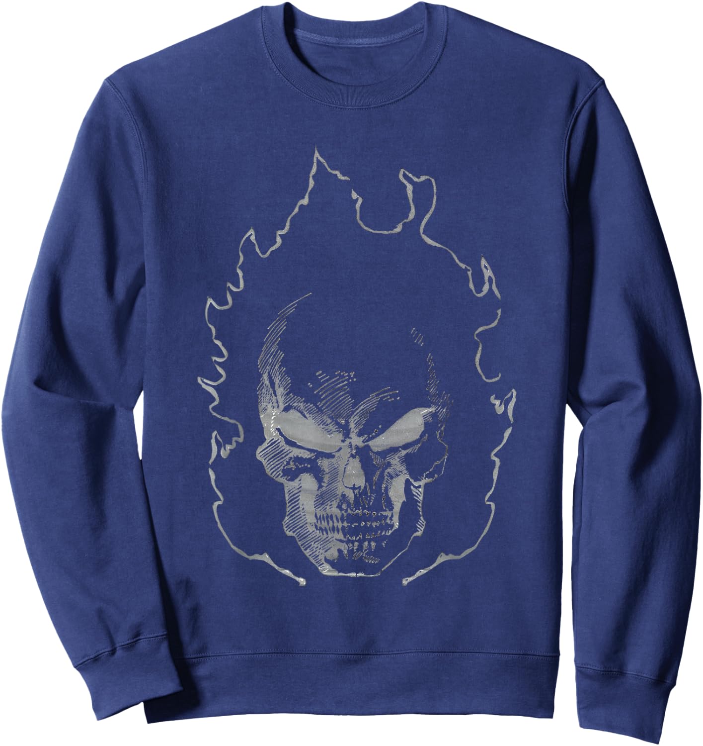 Marvel Ghost Rider Flaming Skull 90s Grayscale Sweatshirt - Sweatshirt | Navy
