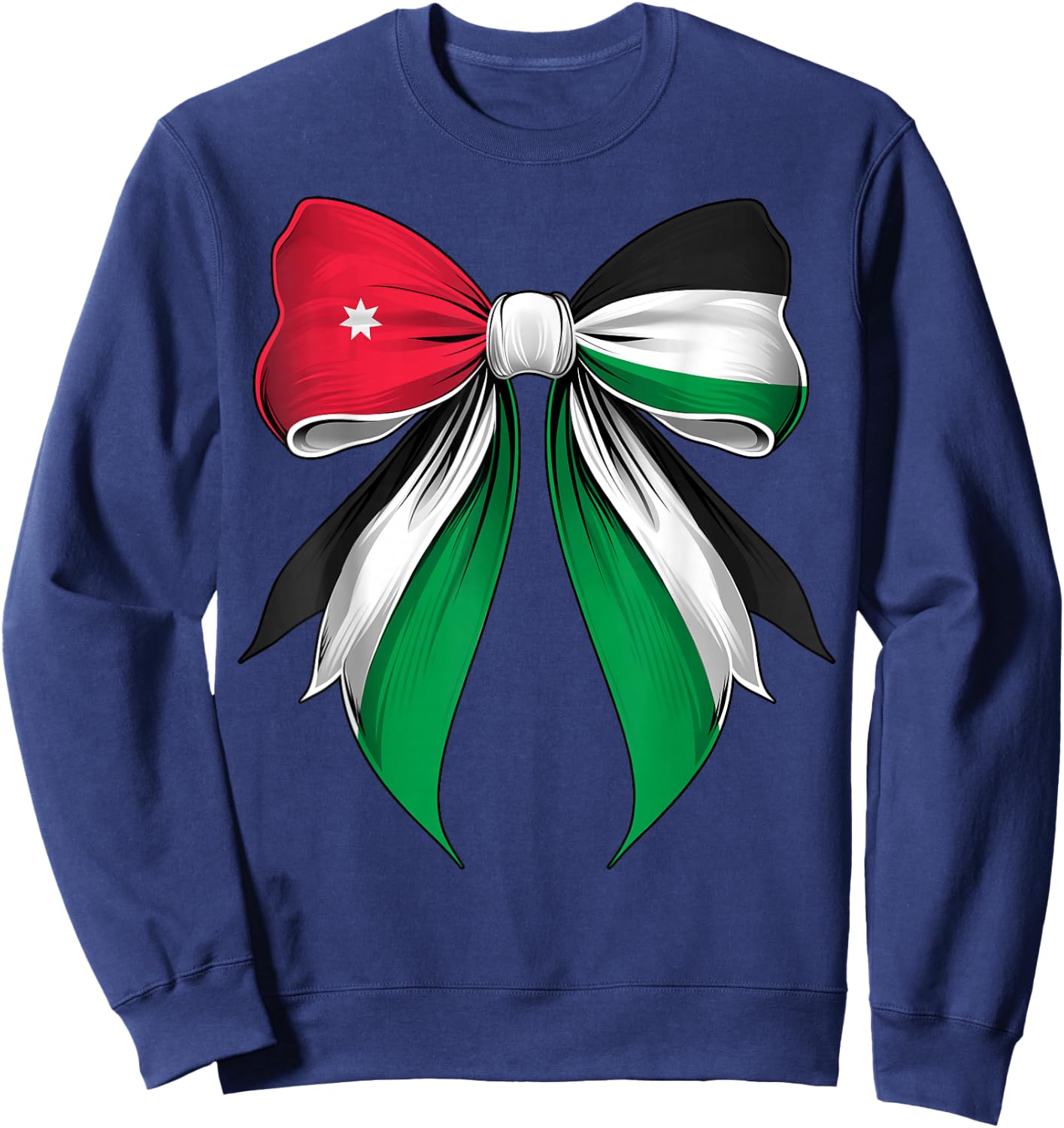 Jordan Flag Jordanian Pride Coquette Ribbon Sweatshirt - Sweatshirt | Navy