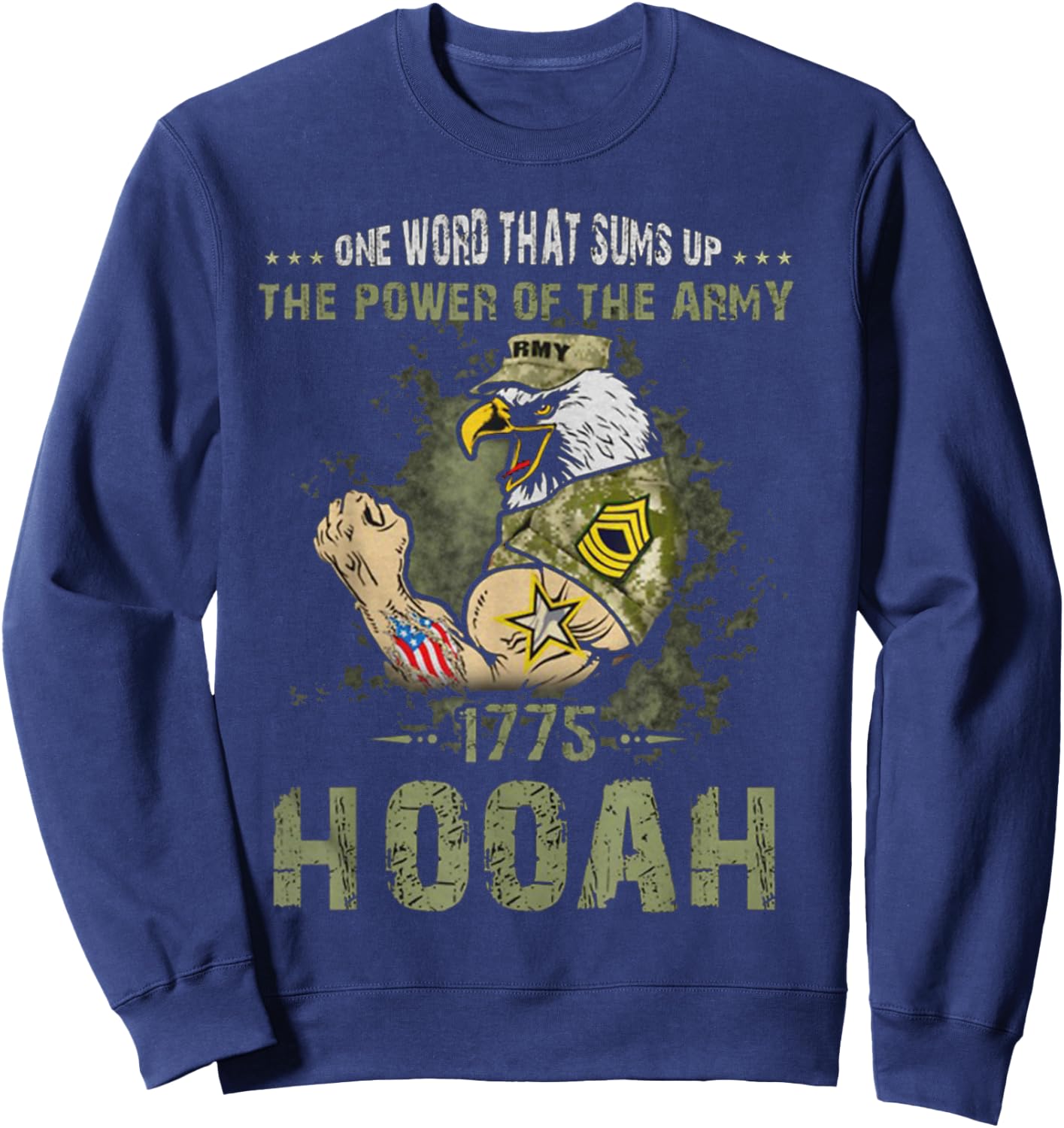Power of the Army Shirt Hooah Veteran Pride Military Gift Sweatshirt - Sweatshirt | Navy
