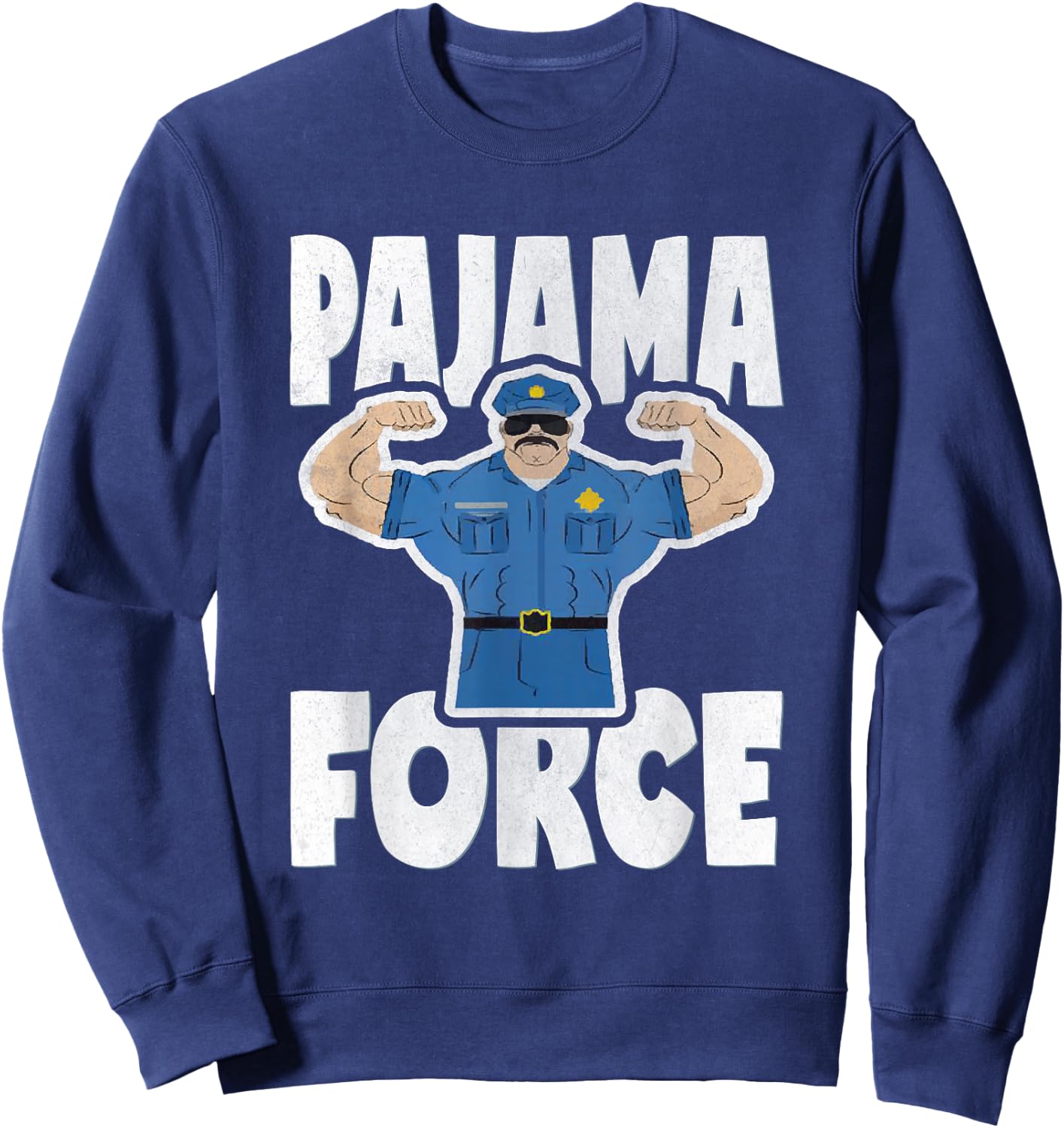 Pajama Force Retro Muscle Police Officer Bed Time PJ Sweatshirt - Sweatshirt | Navy
