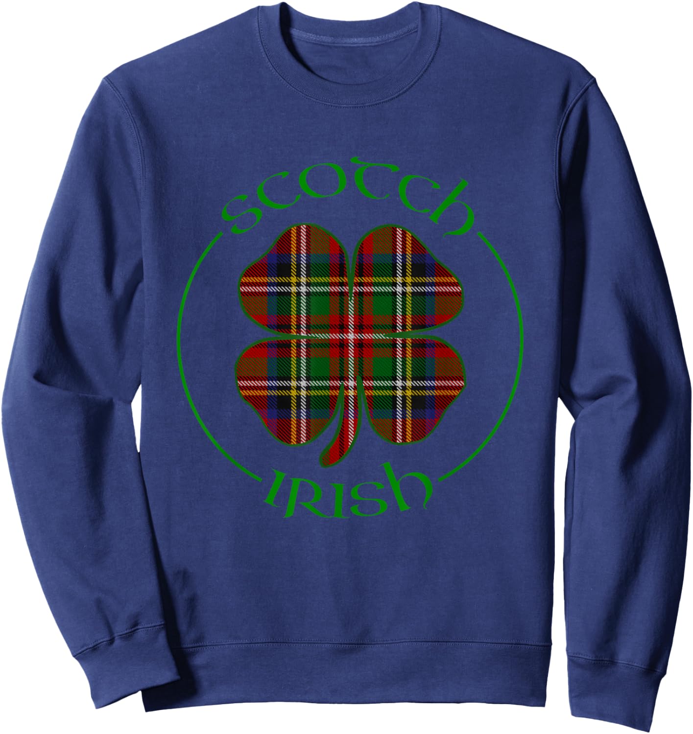 Tartan Shamrock Scots Scotch Irish Pride Ireland Graphic Sweatshirt - Sweatshirt | Navy