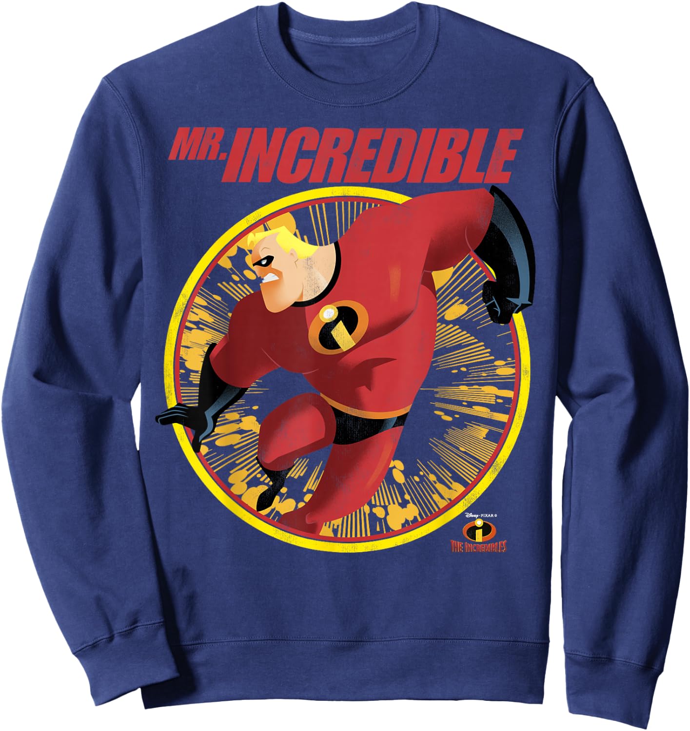 Disney Pixar The Incredibles Mr. Incredible Distressed Badge Sweatshirt - Sweatshirt | Navy