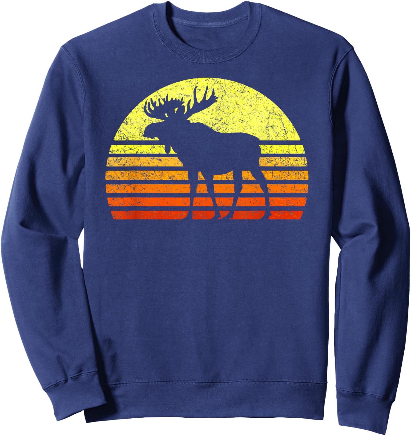Vintage Eighties Style Retro Sun Moose National Park Forest Sweatshirt - Sweatshirt | Navy